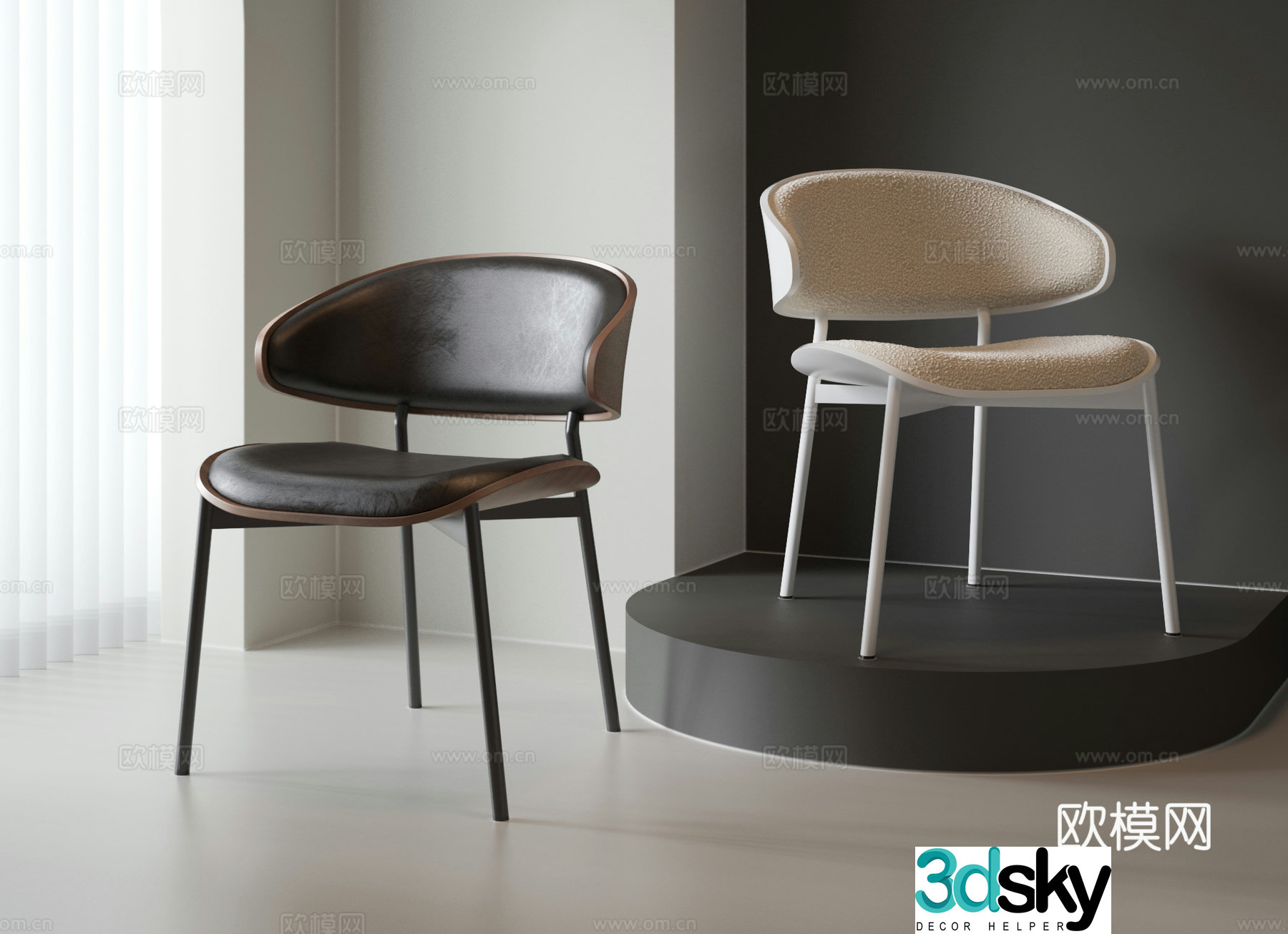 Bergen Middle -style Single Chair 3D model