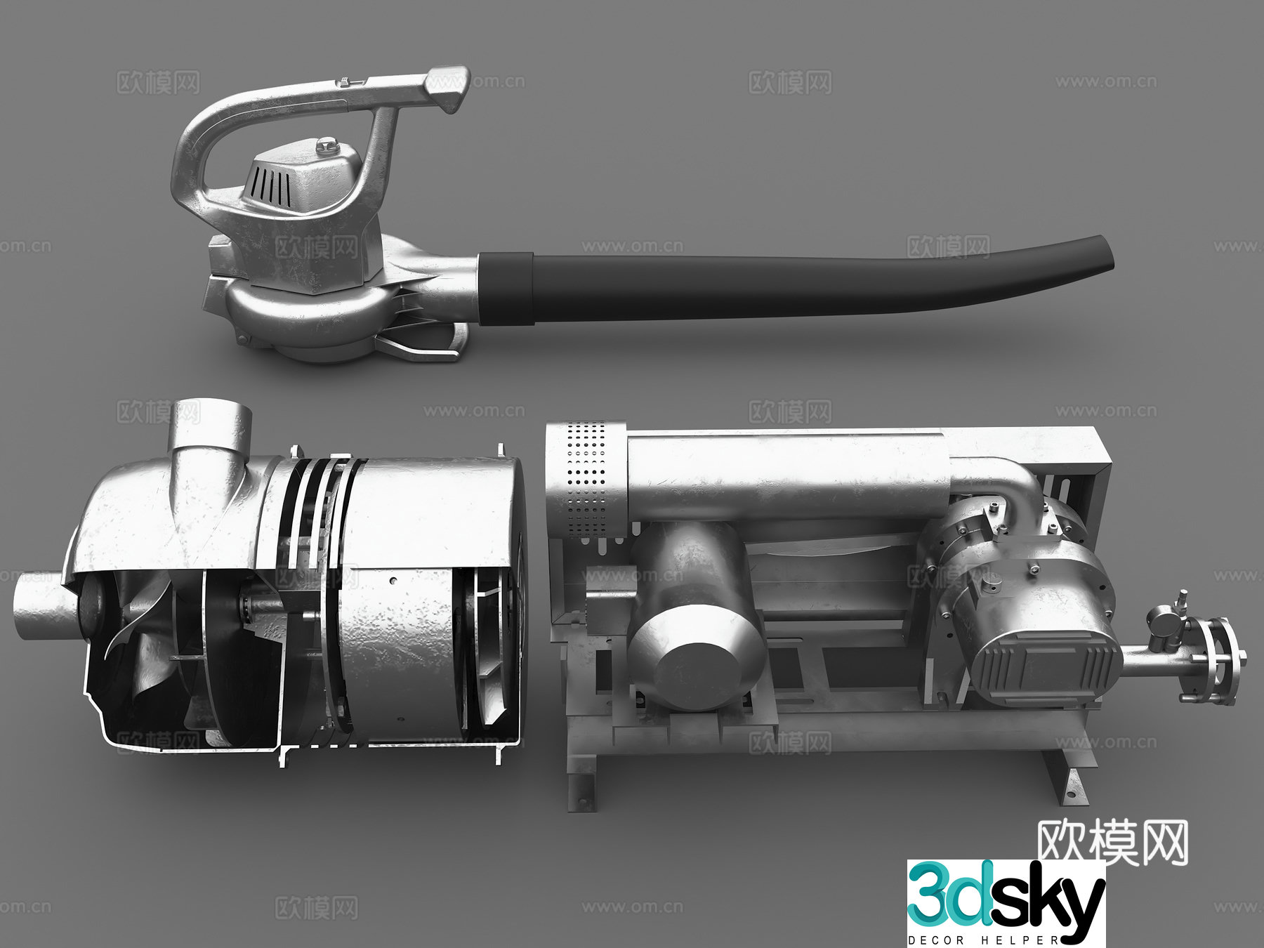 Industrial air blower Motor Industrial fan Metal fan 3D model