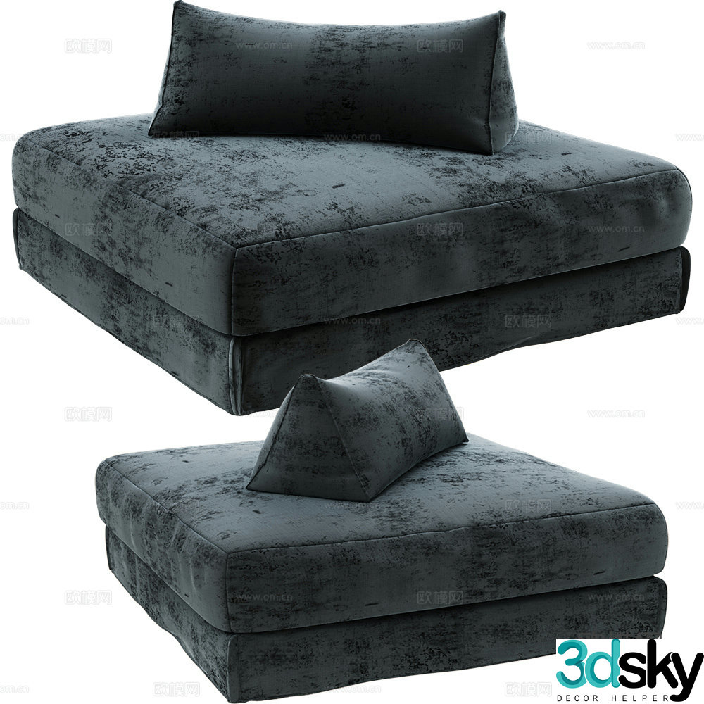 Modular sofa foot pedal sofa stool 3d model