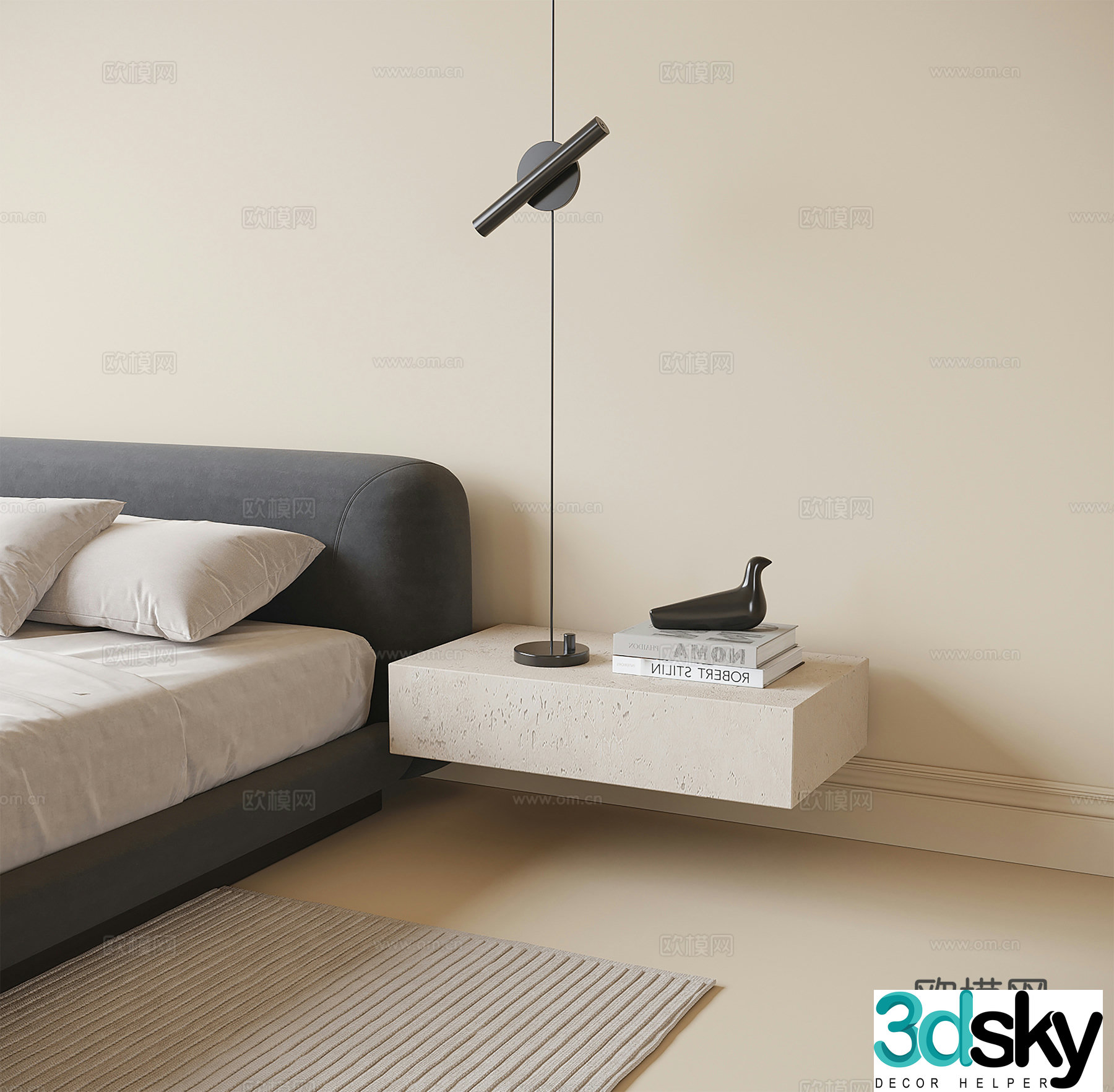 Modern suspended bedside tablet bedside bedside chandelier 3D model