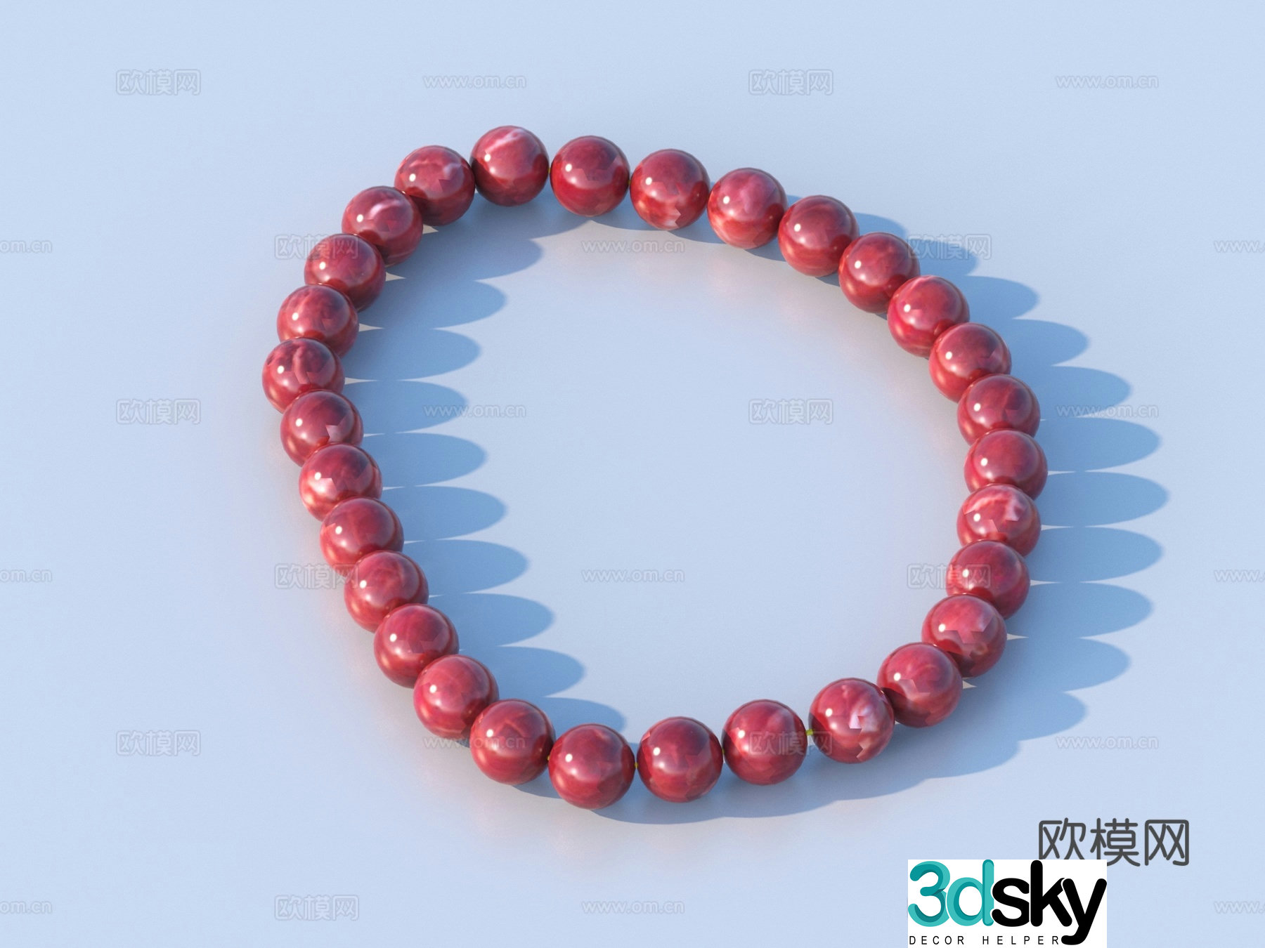 Mahogany bracelet Dzi bead necklace bracelet 3d model