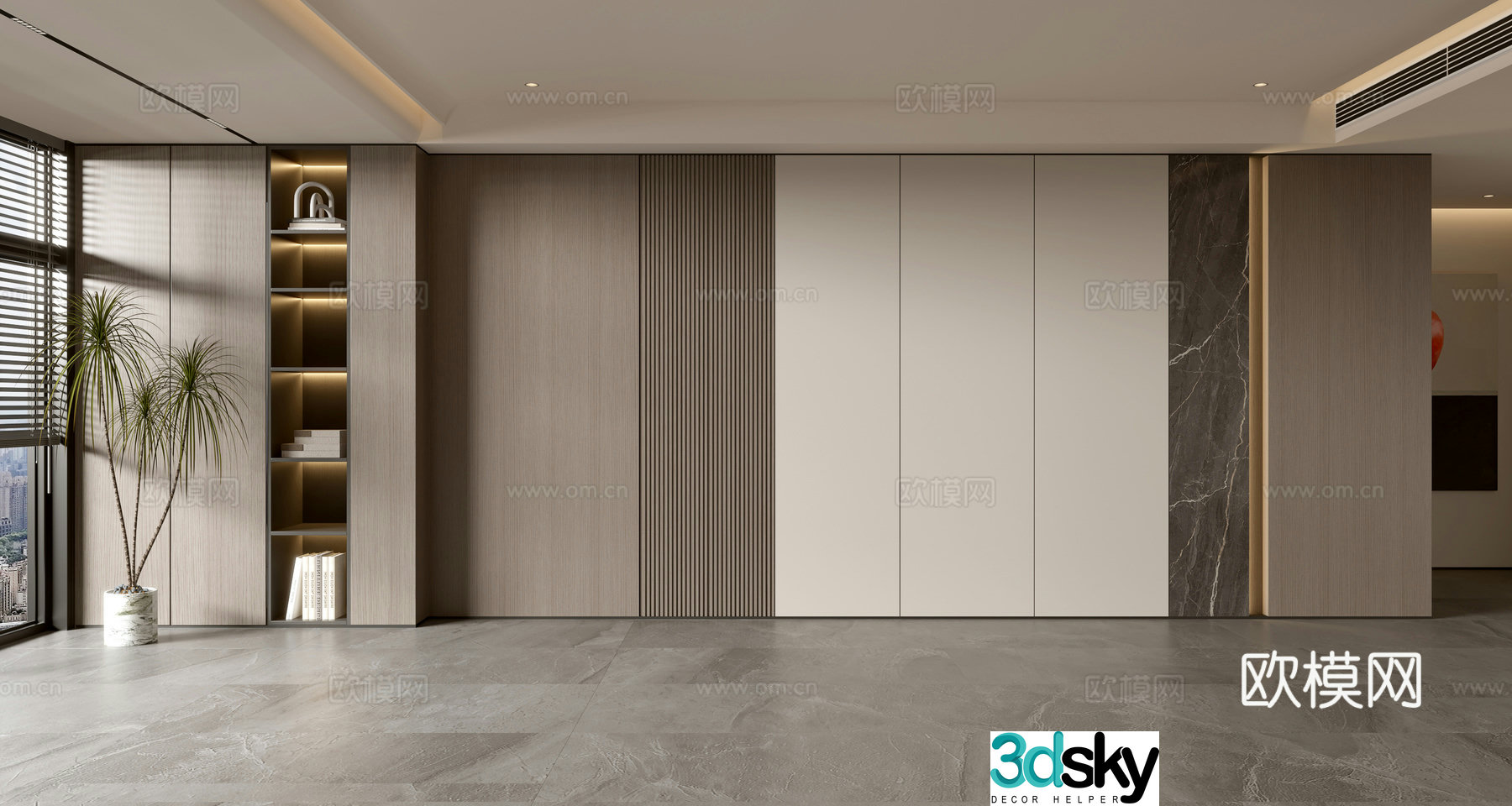 Modern sofa background wall 3d model