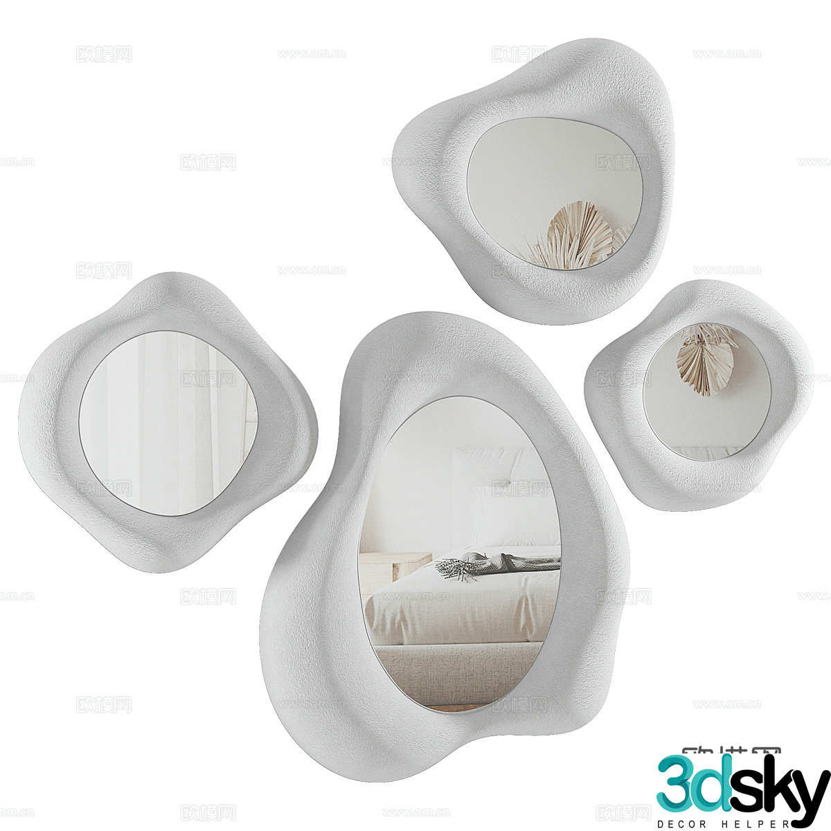 New Chinese style decorative mirror hanging mirror irregular mirror 3d model