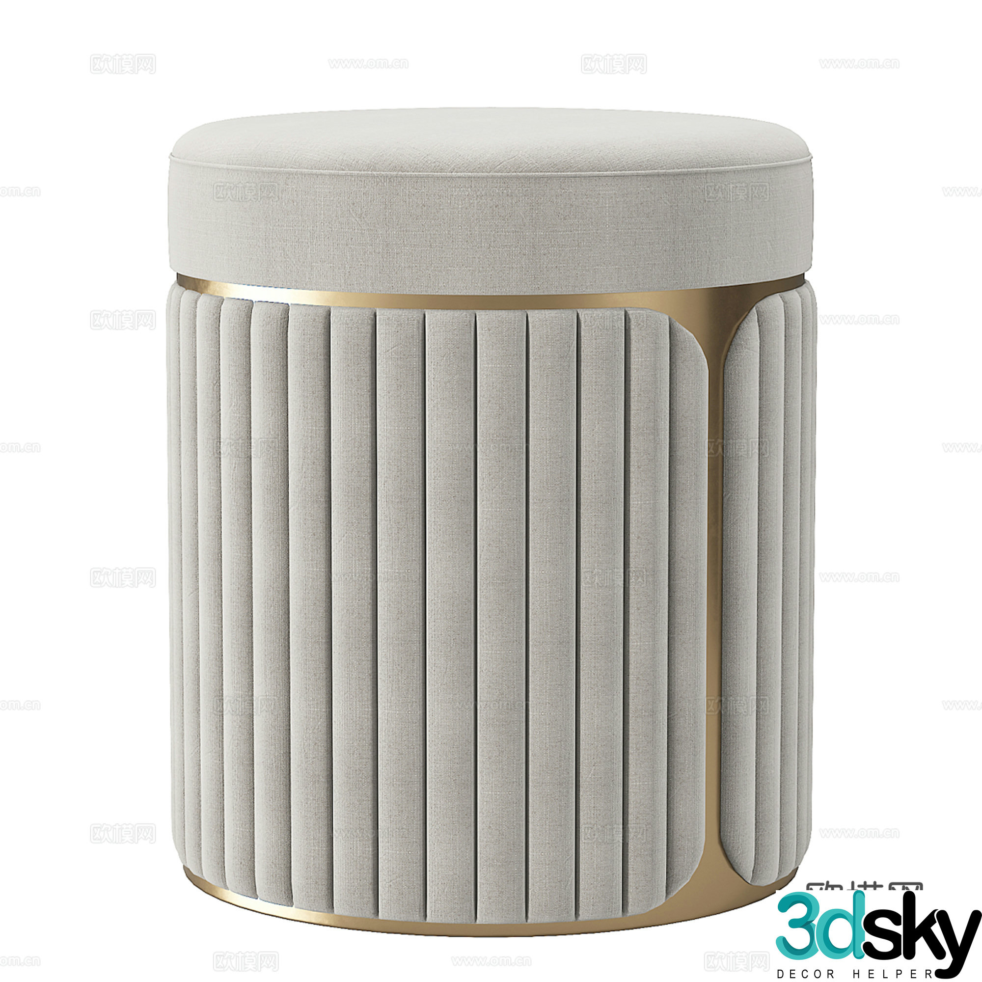 Light luxury round stool dressing stool dwarf stool sofa stool 3D model