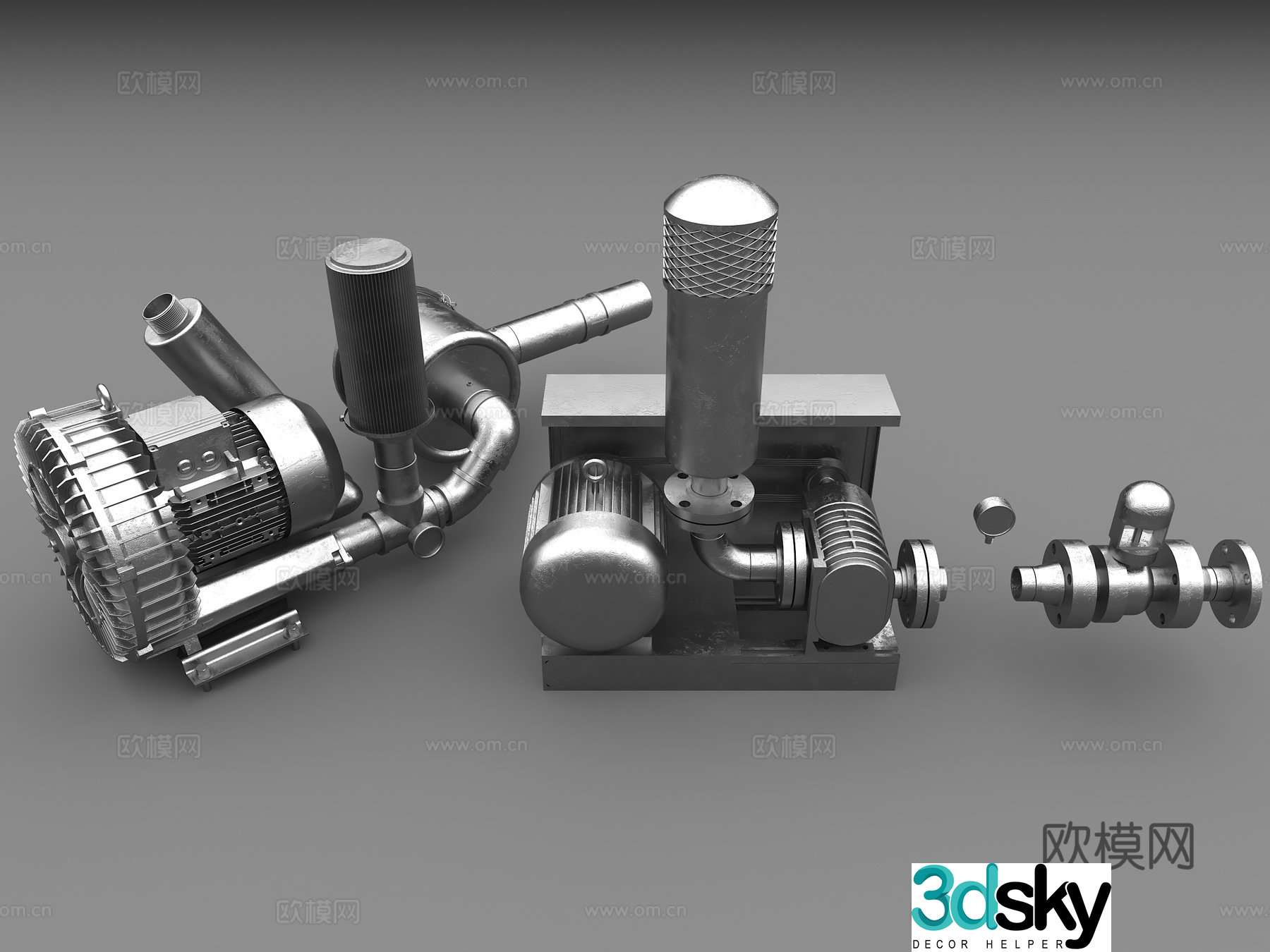 Industrial air blower Motor Industrial fan Metal fan 3D model
