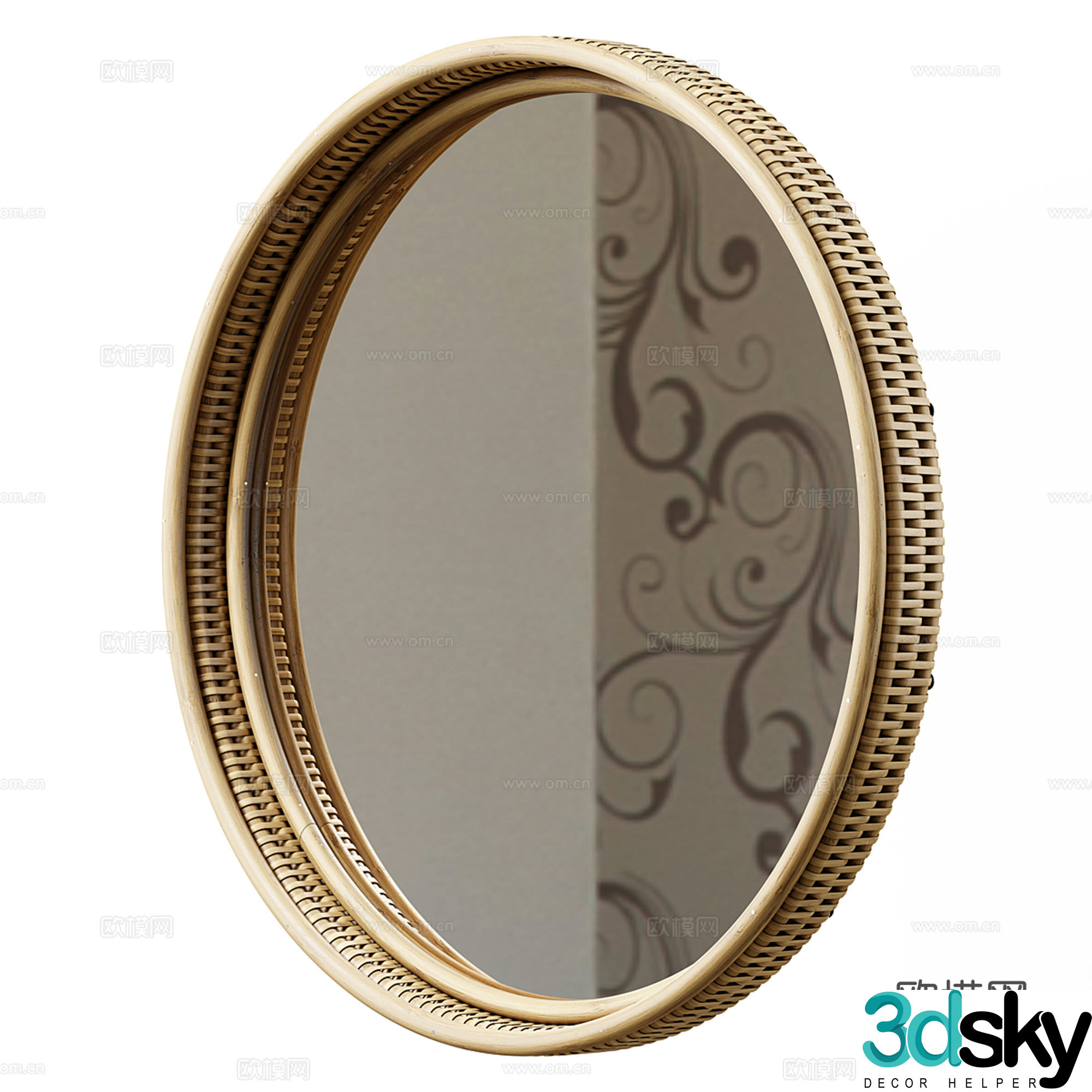 Wavia circular decorative mirror mirror 3d model