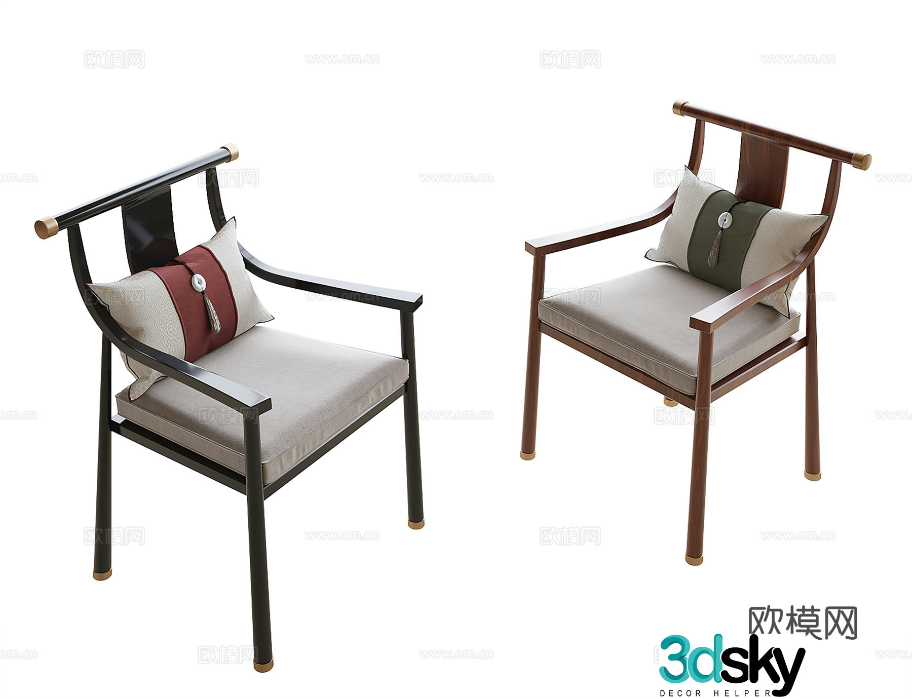 Chinese single chair tea chair dining chair 3d model