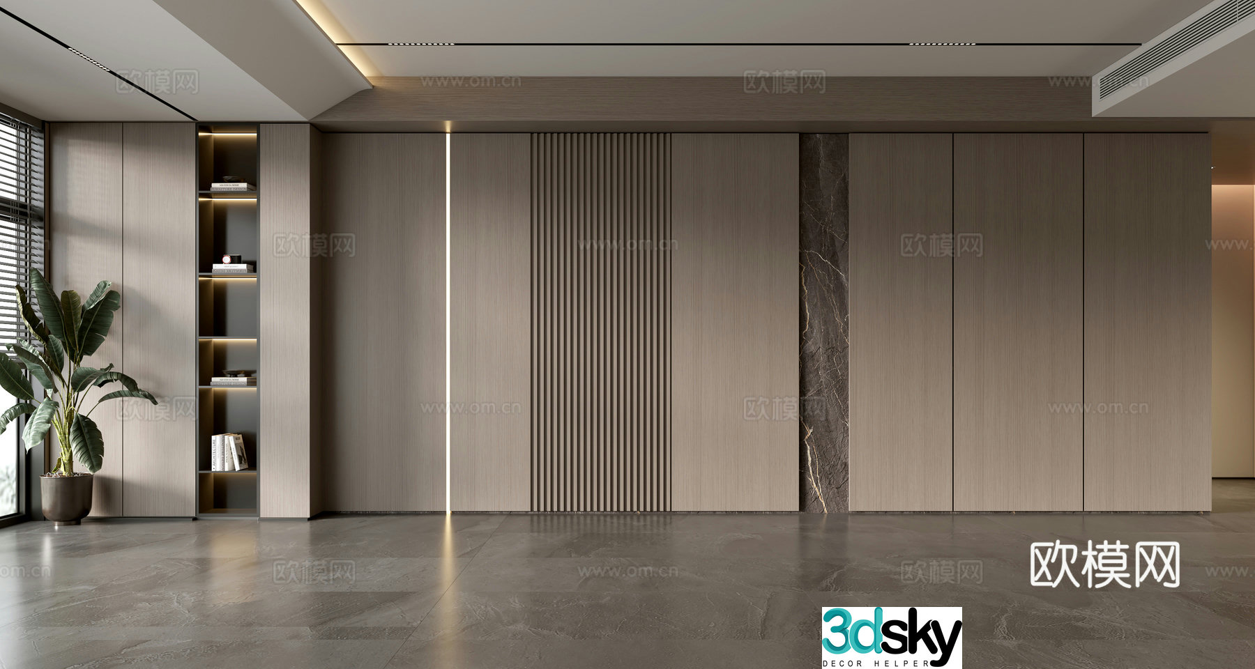Modern sofa background wall 3d model