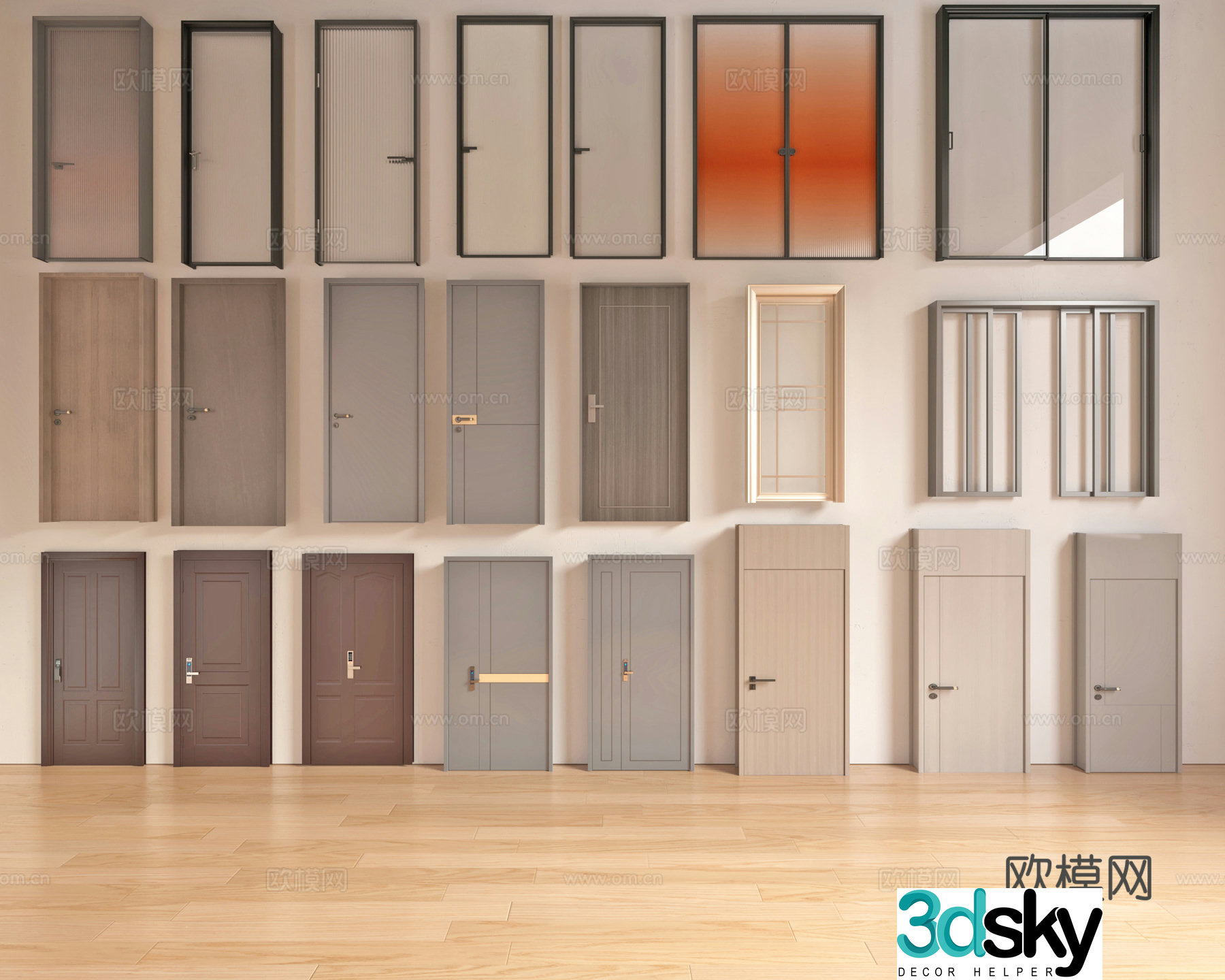 Modern entrance door security door bathroom door kitchen door single-open door sliding door 3d model