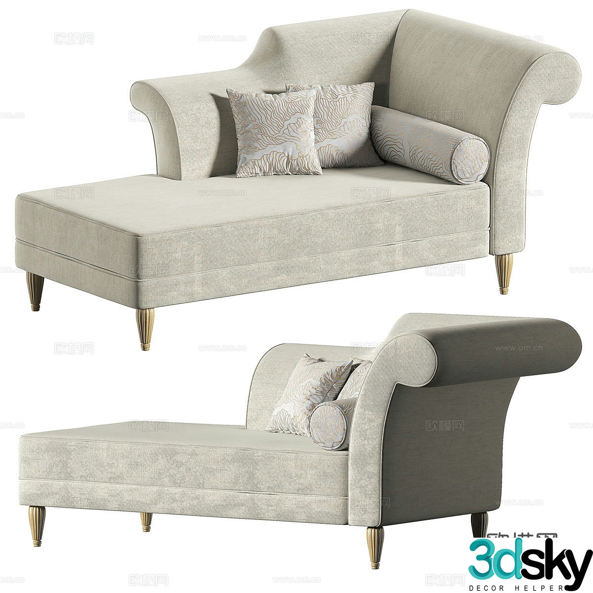 European style imperial concubine sofa imperial concubine chaise longue 3D model