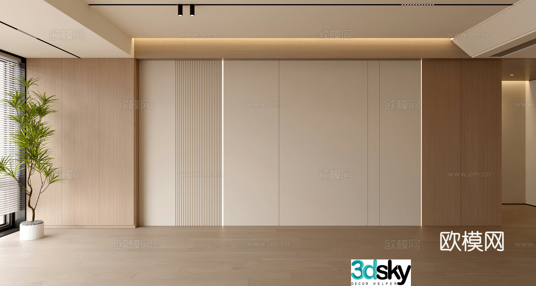 Modern sofa background wall 3d model