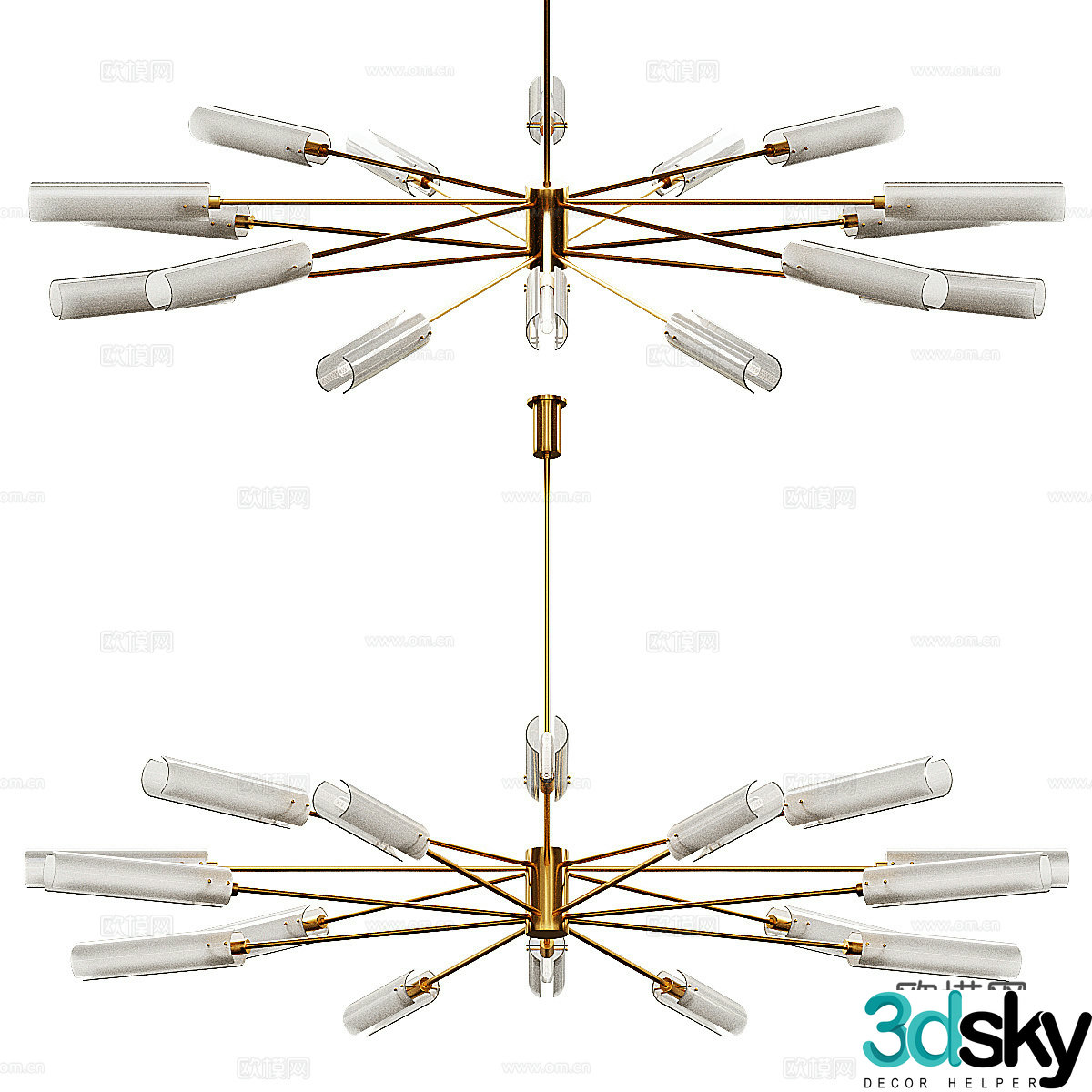 Light luxury multi-head chandelier 3d model