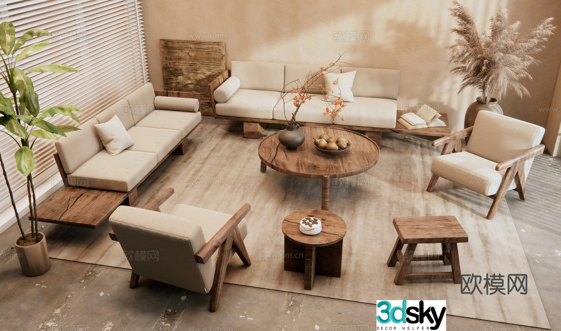 Wasabi sofa coffee table combination sofa 3D model