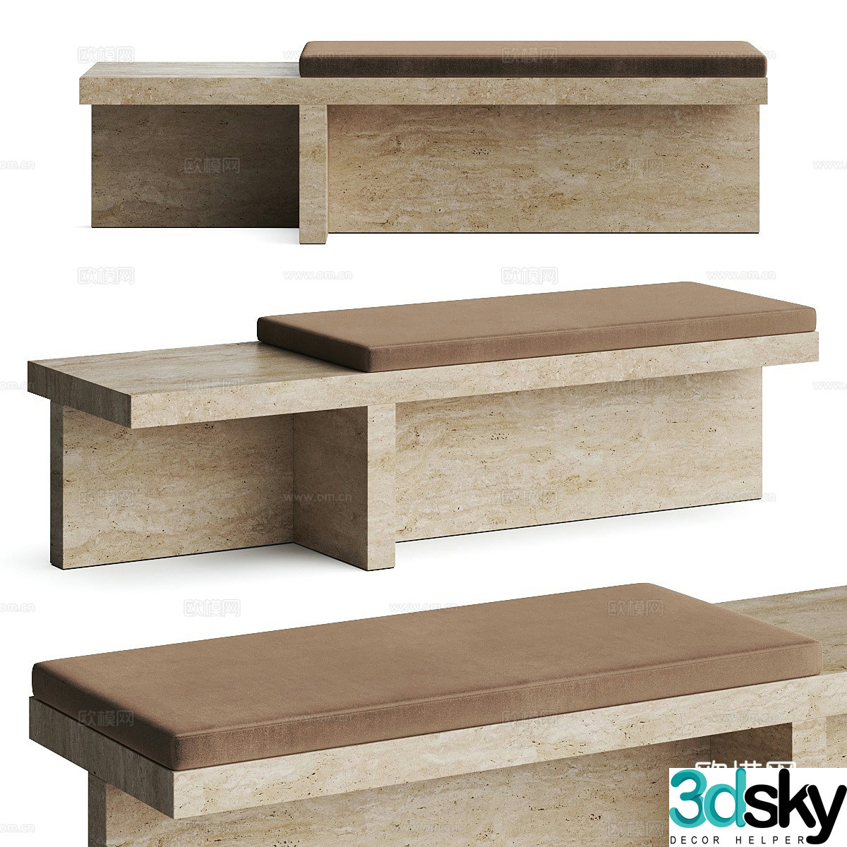 New Chinese -style bench changing shoe stool 3D model