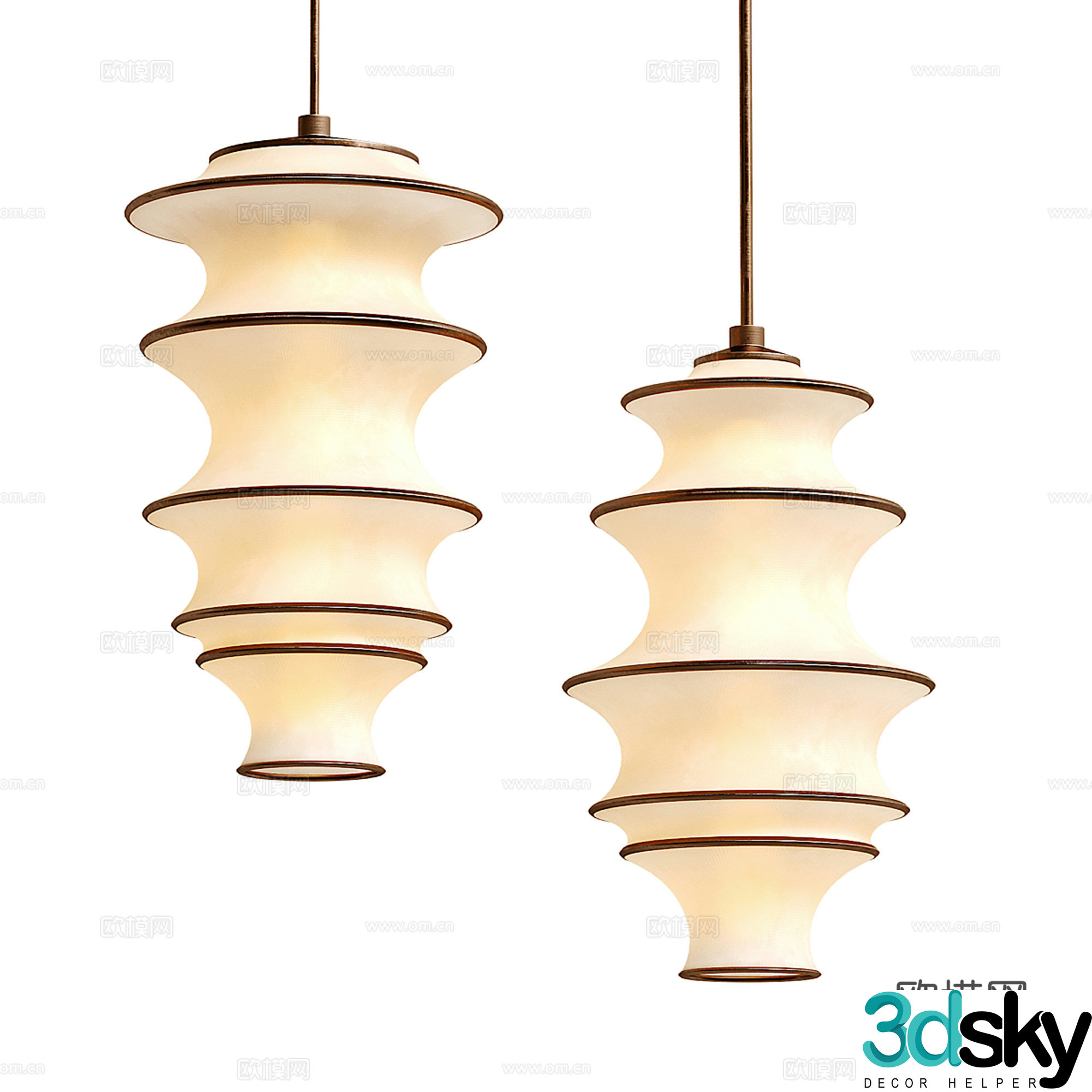 Creamy wind chandelier 3d model