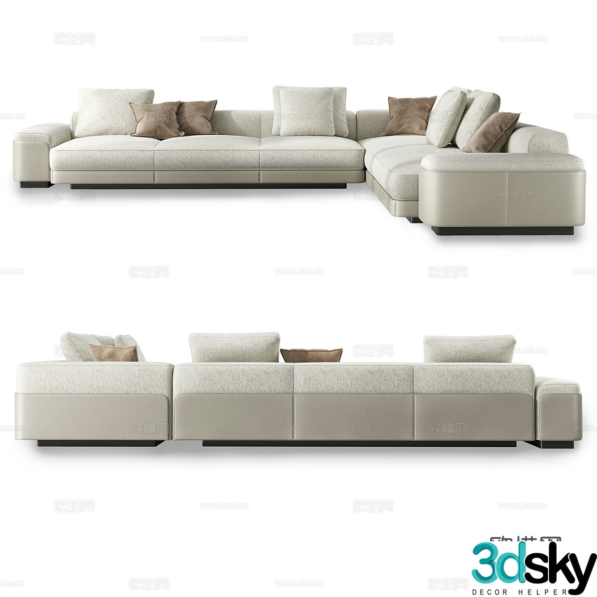 Modern simple multiplayer sofa corner sofa 3d model