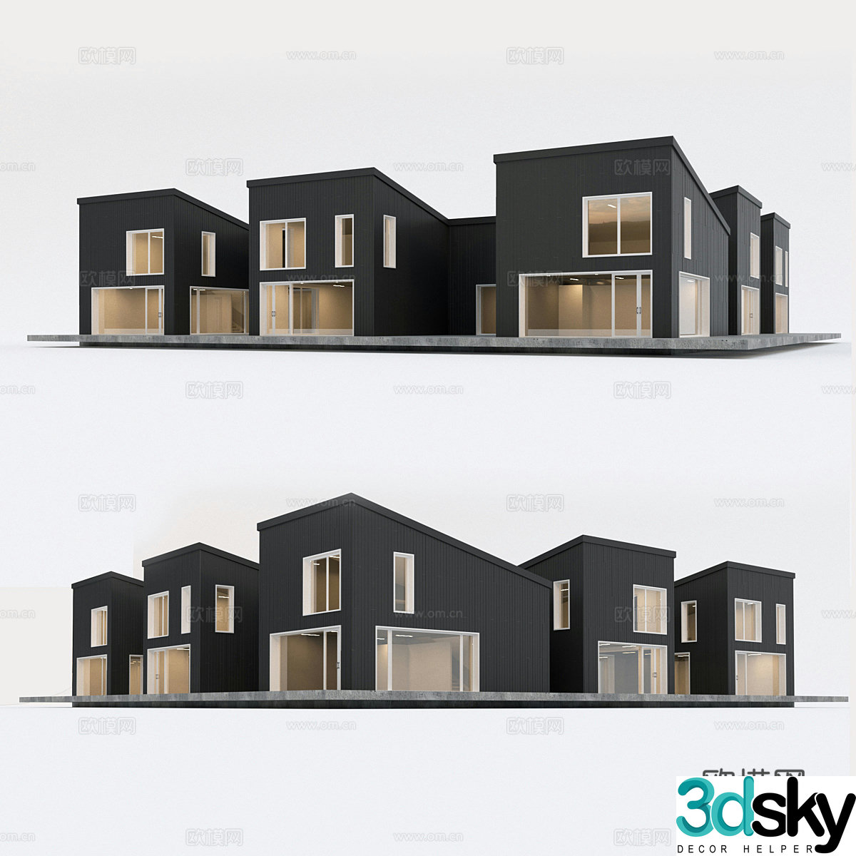 Two-story residential building exterior villa exterior 3D model