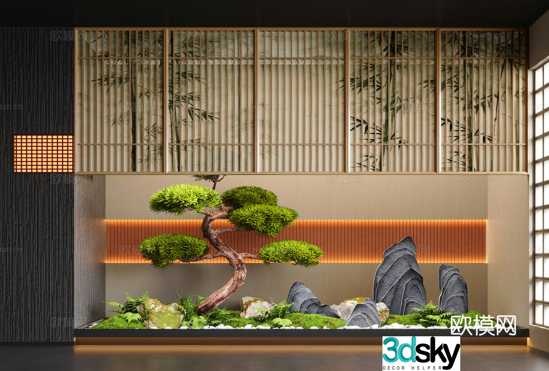 New Chinese -style indoor landscape landscape landscape landscape plant pile 3D model