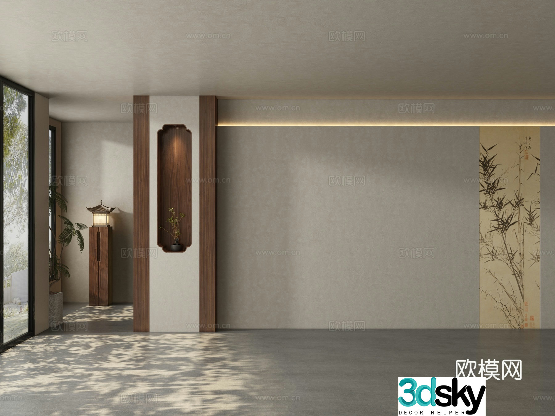 New Chinese style tea room background wall 3d model