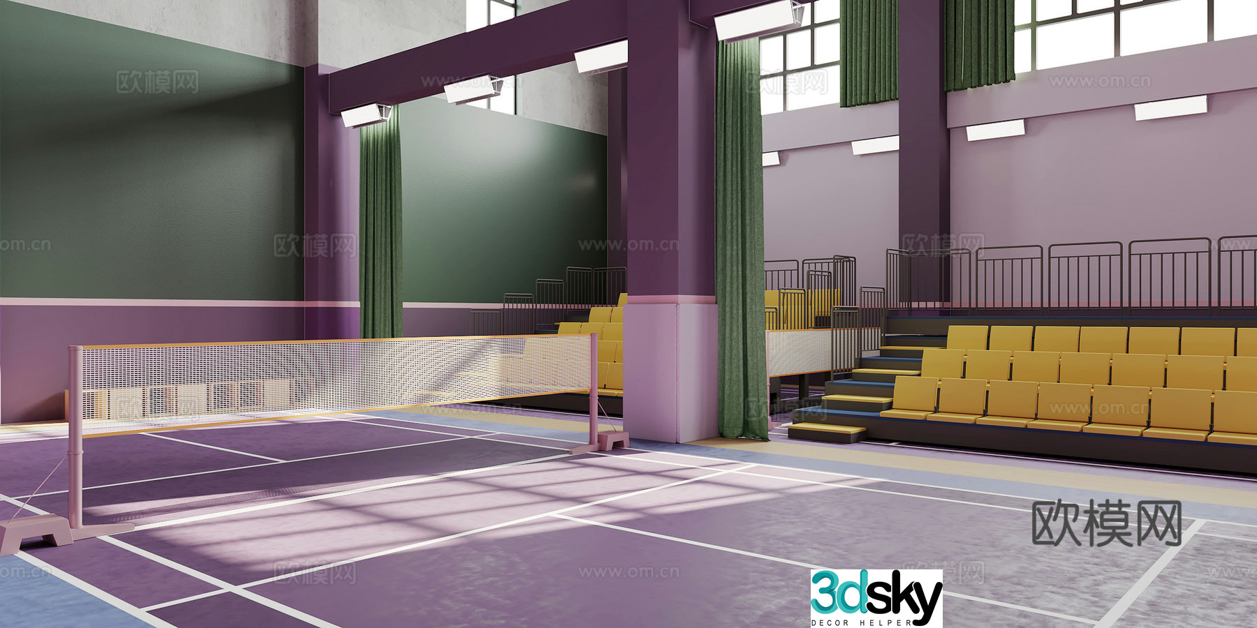 Modern dopamine badminton court 3d model