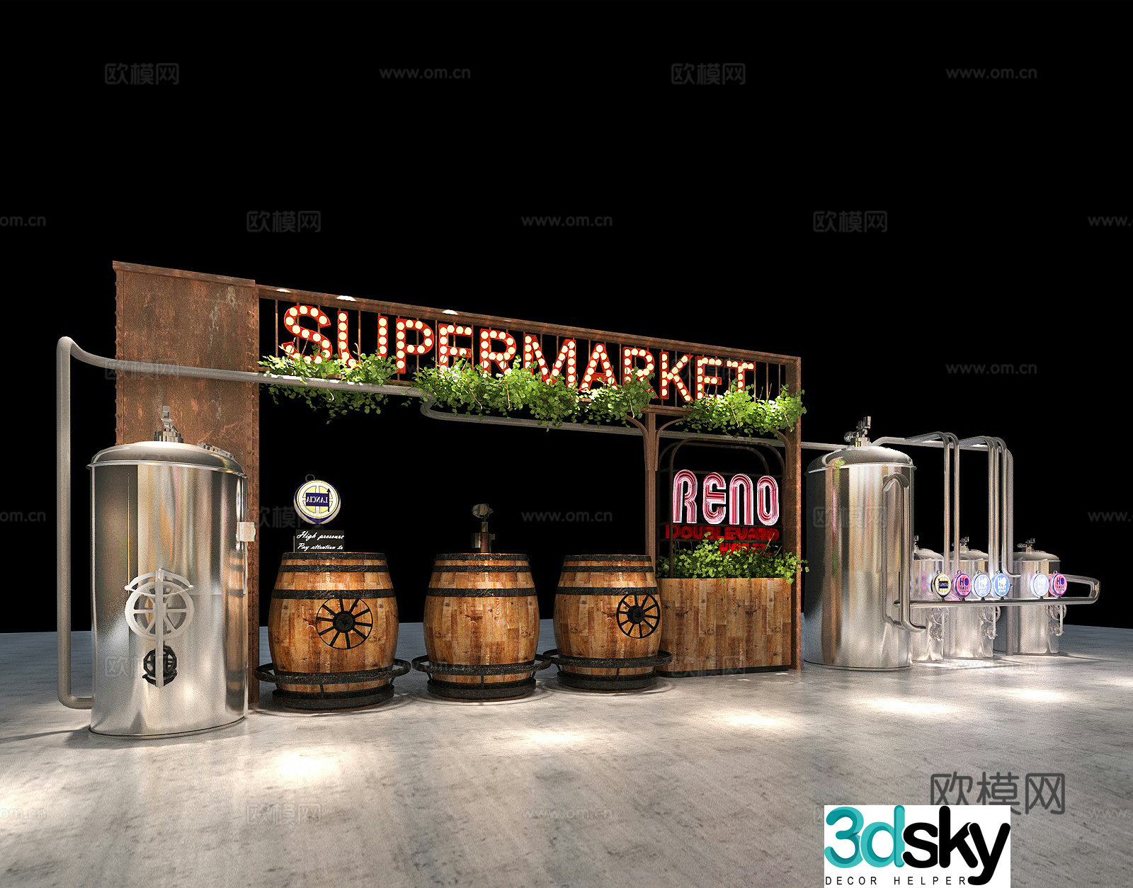 Wooden wine barrel wine utensil wine utensil 3d model