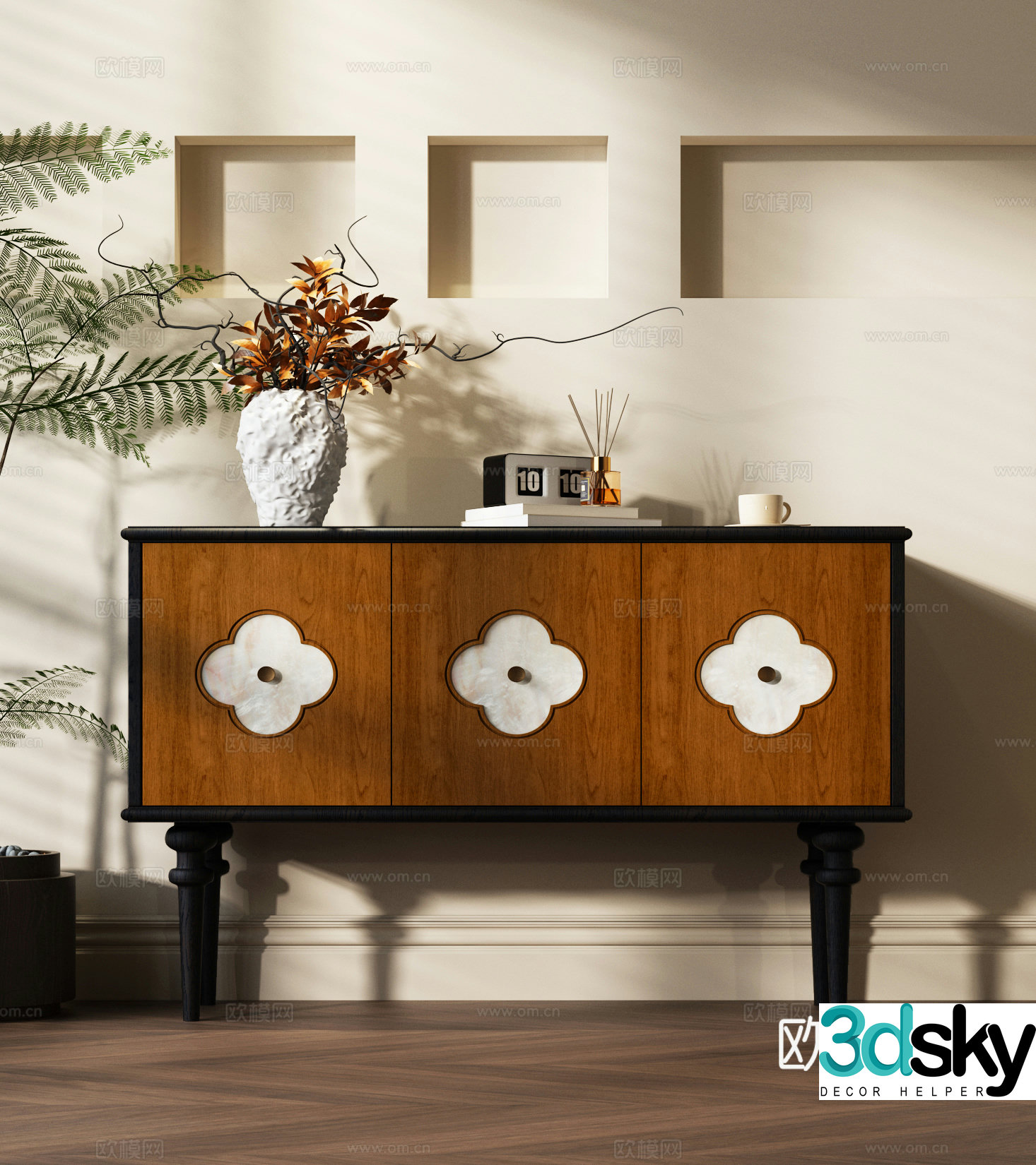 French retro entrance cabinet 3D model