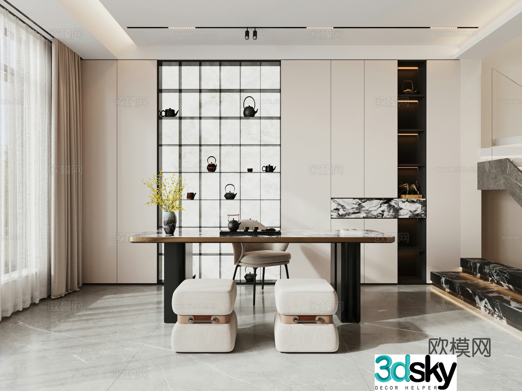 Modern tea room 3d model