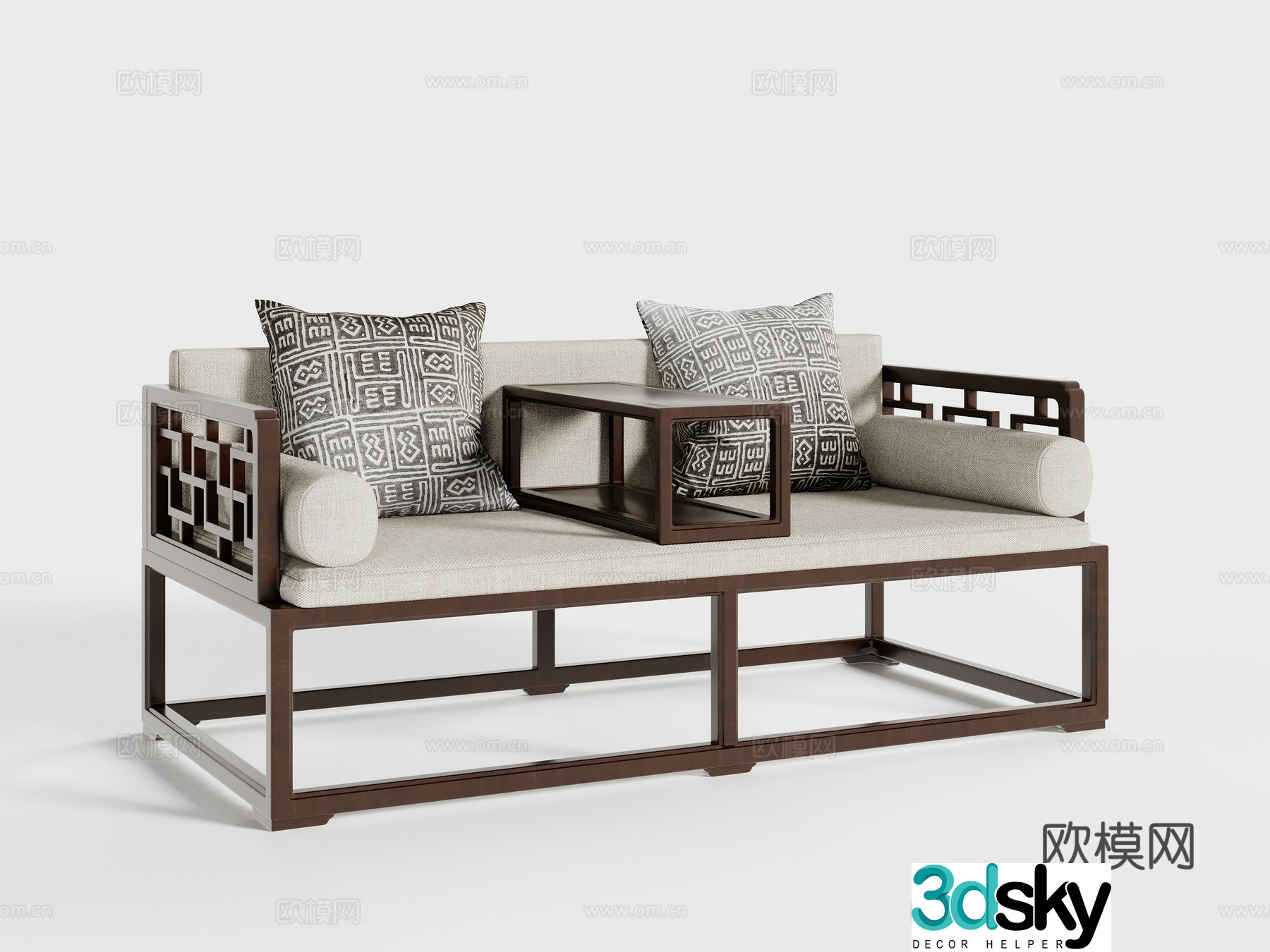 New Chinese -style Luohan bed 3D model