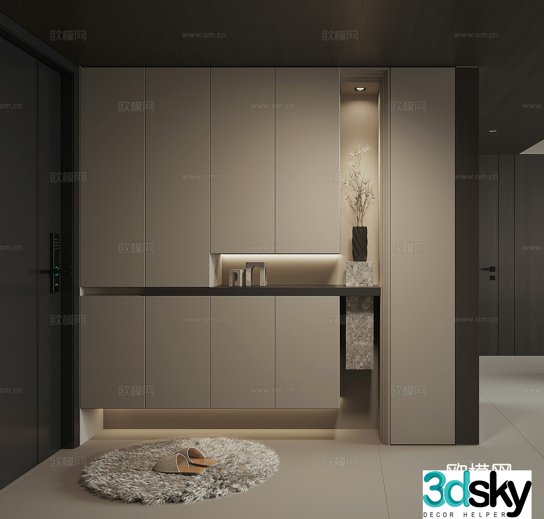 Modern home entrance shoe cabinet integrated cabinet 3D model