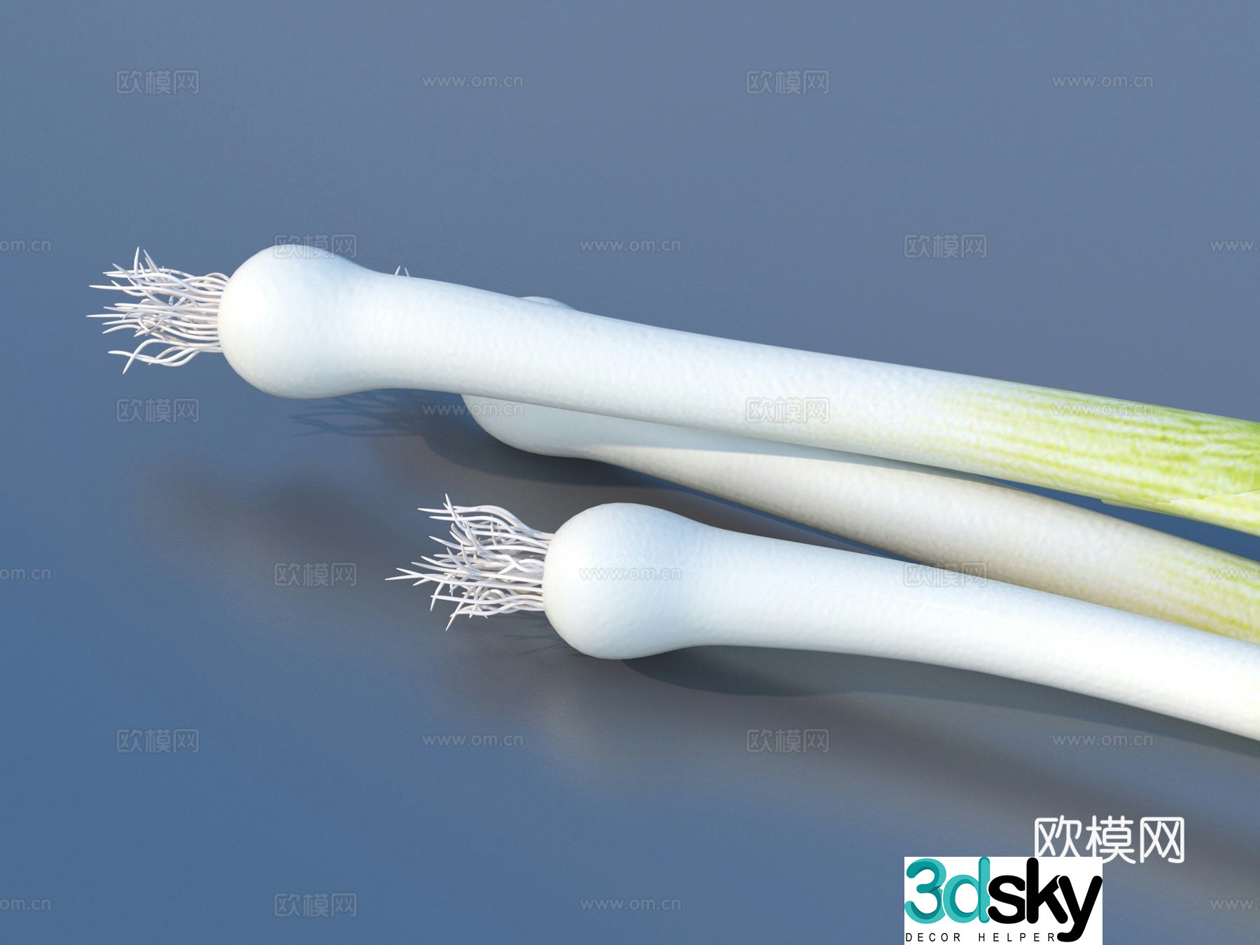 3D model of green onion green onion vegetable food