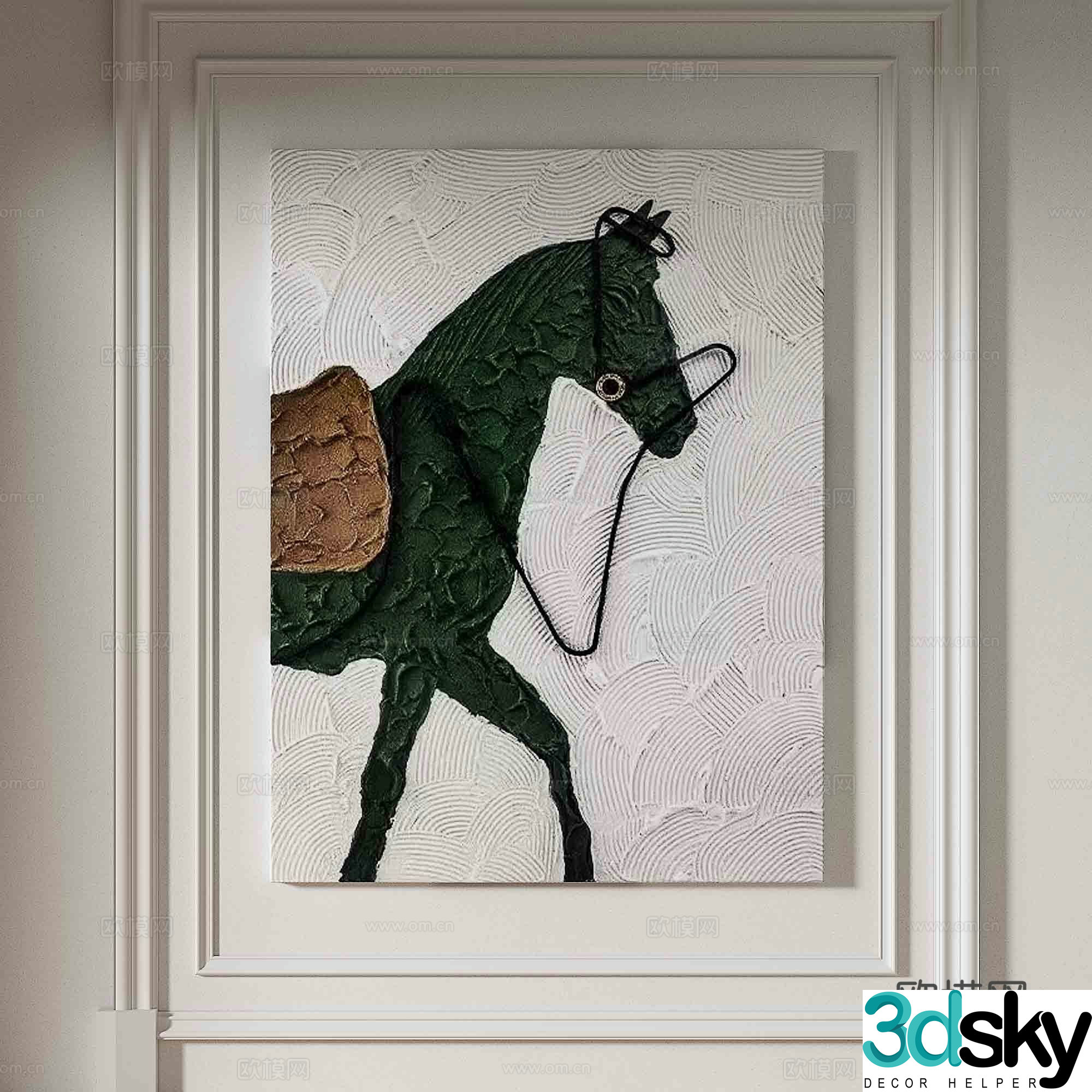 Modern minimalist painting Horse oil painting 3d model