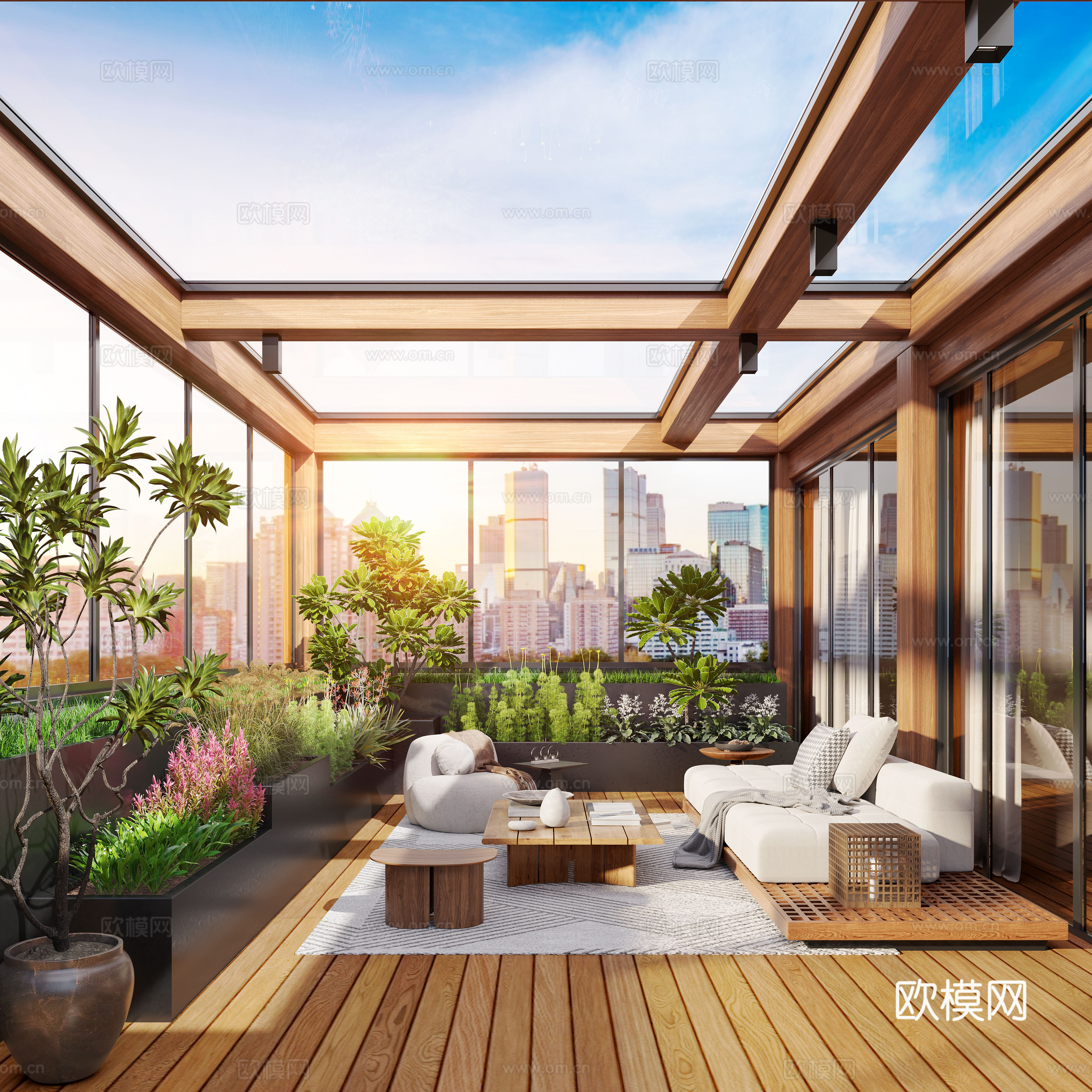 Modern roof garden Sunshine Room top floor Garden 3D model