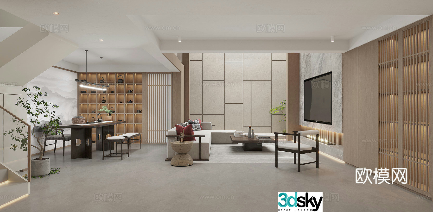 Modern villa living room 3d model