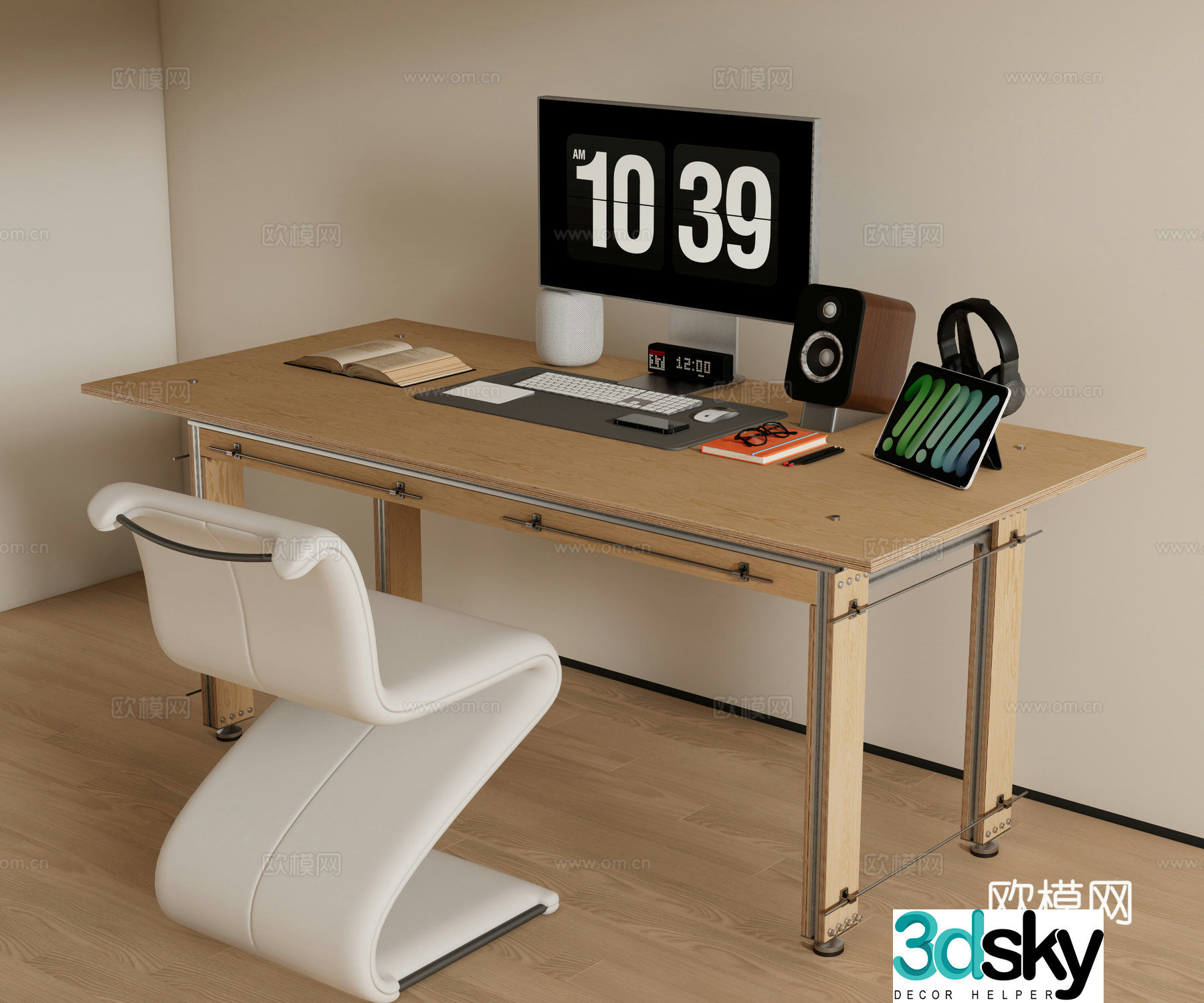 Modern desk chair computer desk desk 3d model