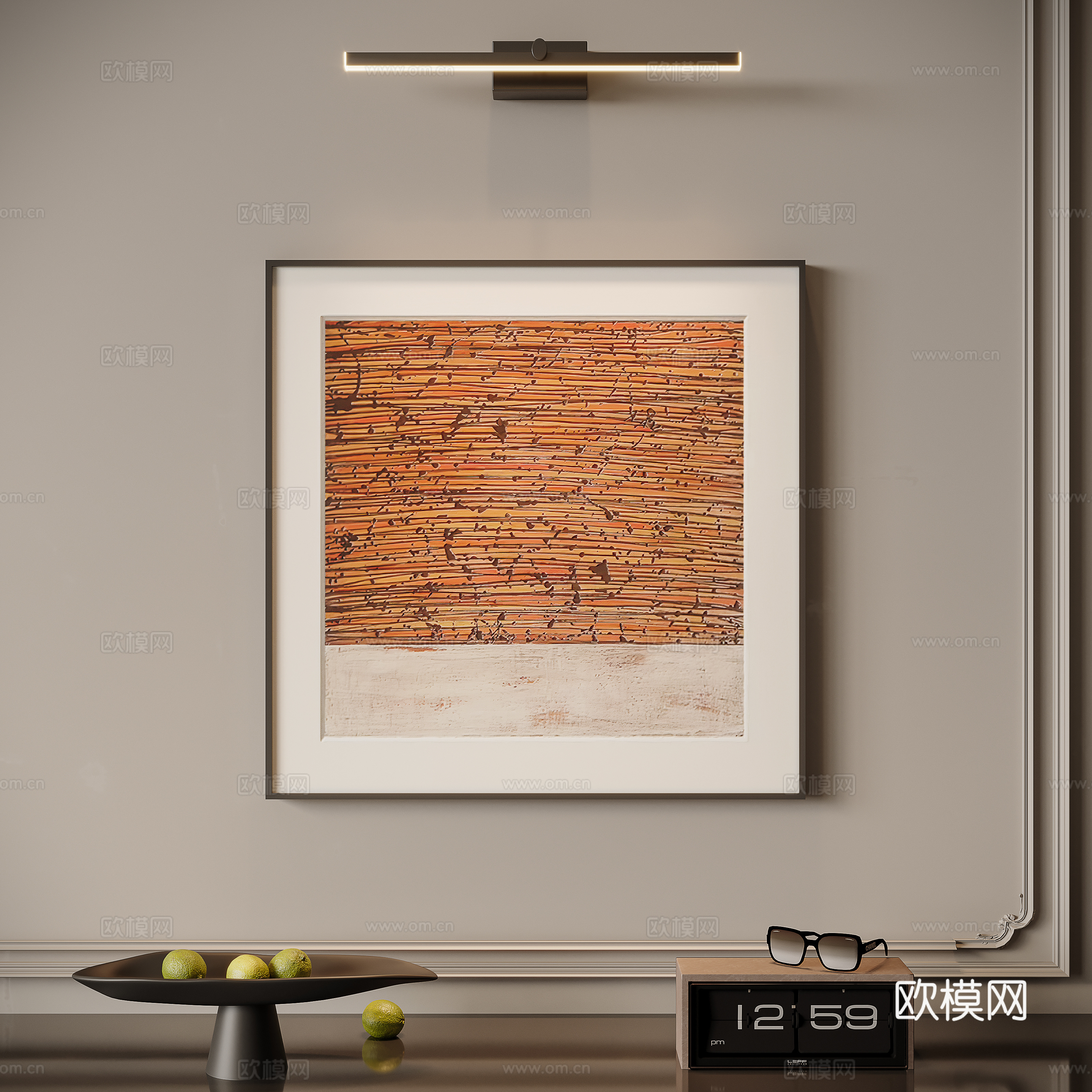 Modern minimalist front light painting decorative painting 3d model