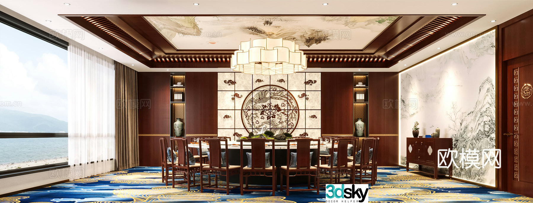 Chinese restaurant private room box 3D model