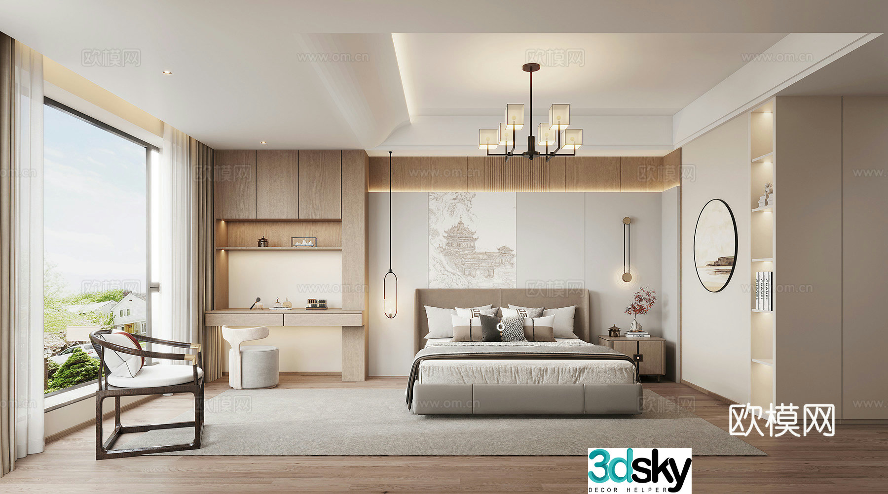 New Chinese style bedroom master bedroom 3D model