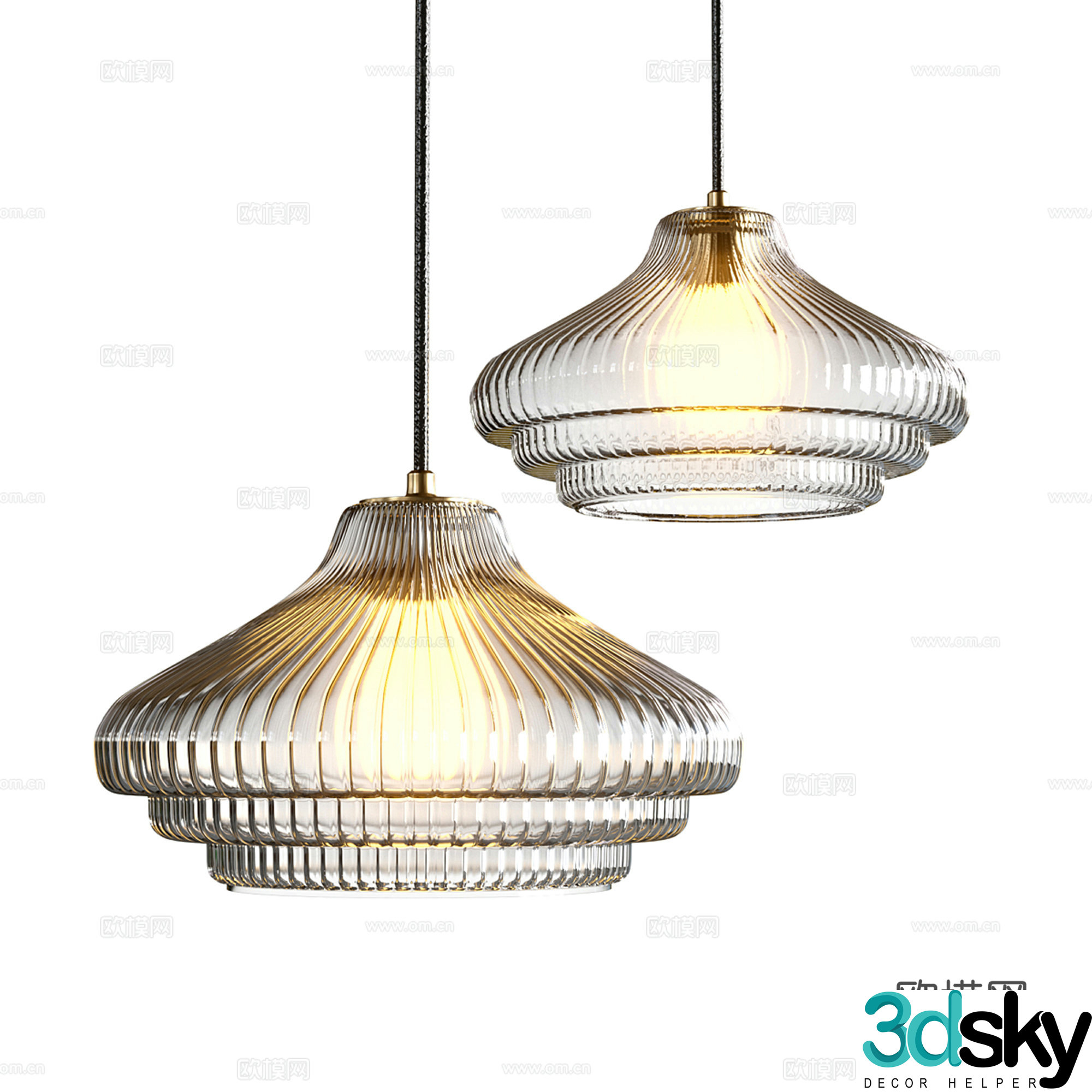 Light luxury glass chandelier 3D model