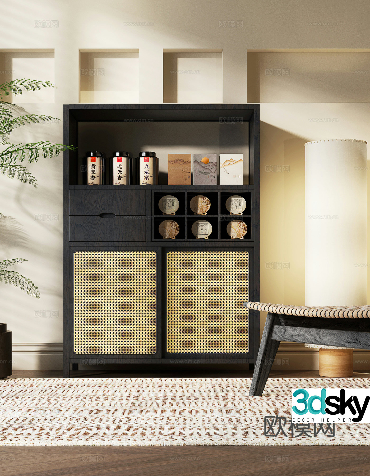 New Chinese style tea cabinet sideboard 3D model