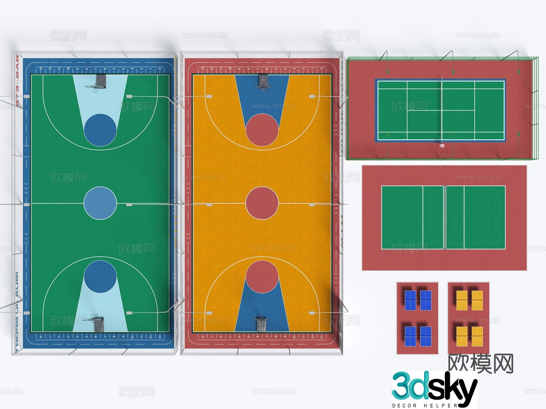 Modern Stadium Sports Stadium Basketball Stadium Badminton Stadium Playing Stadium Table Tennis Table Plastic 3D Model