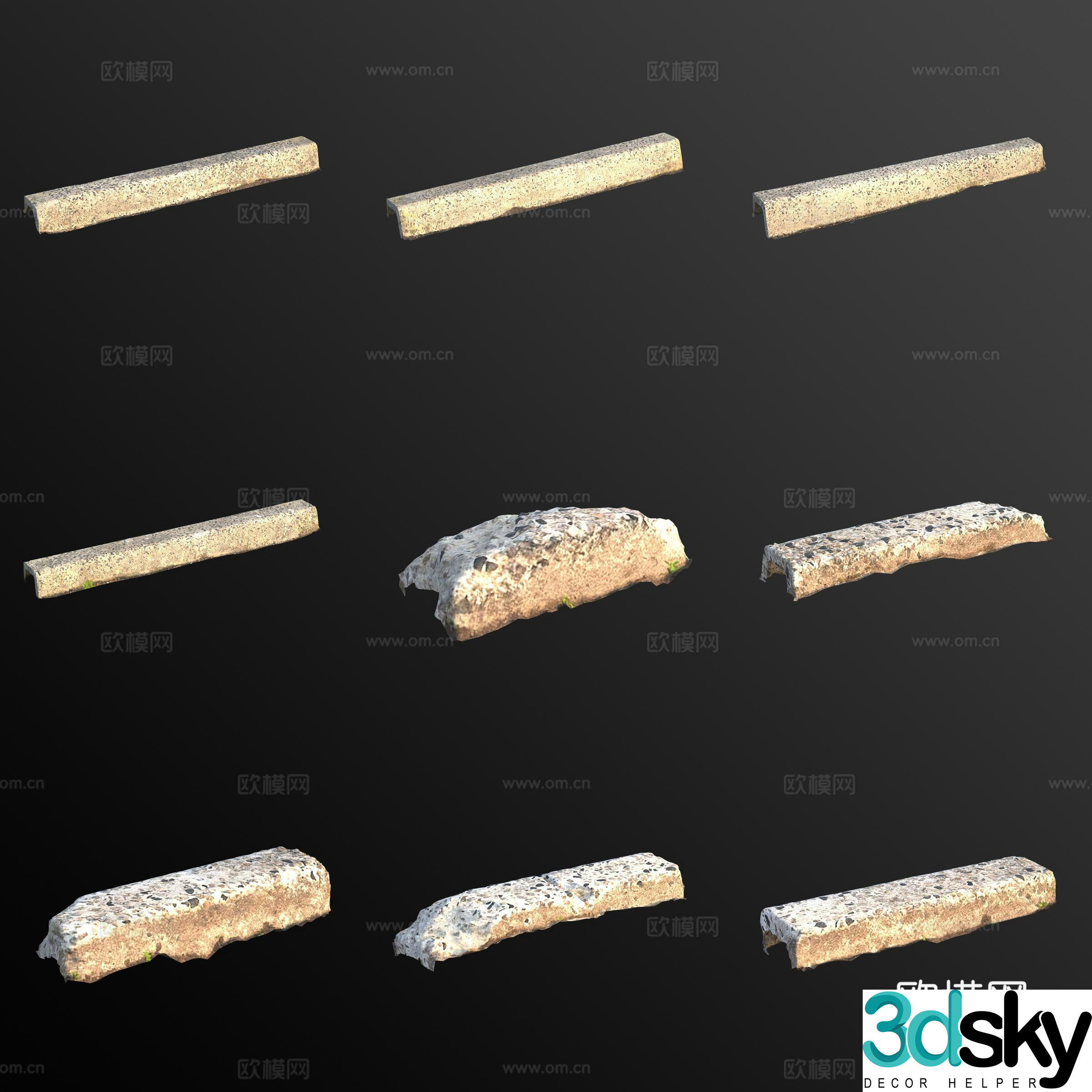Road road stone 3d model