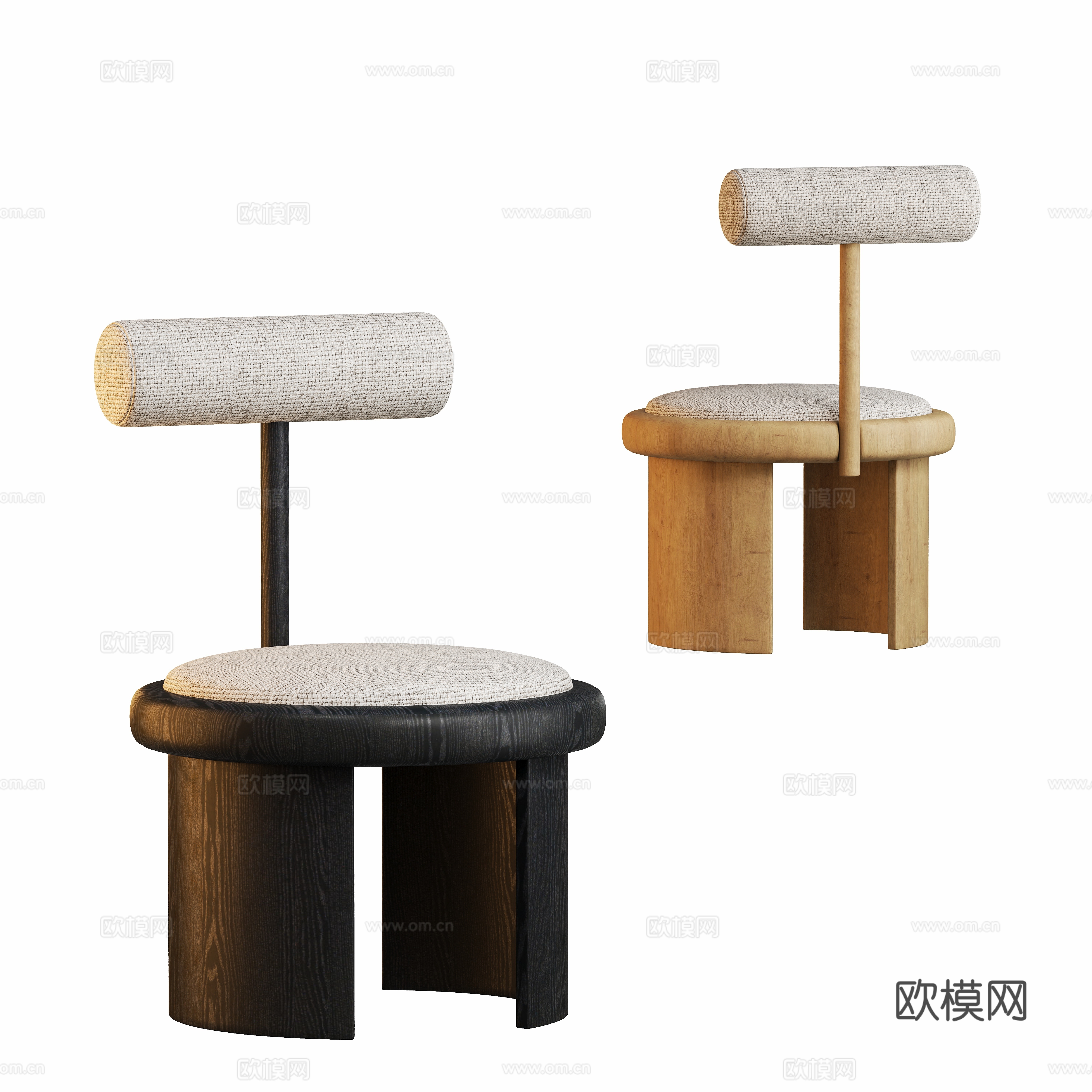 Log style dining chair coffee chair 3d model