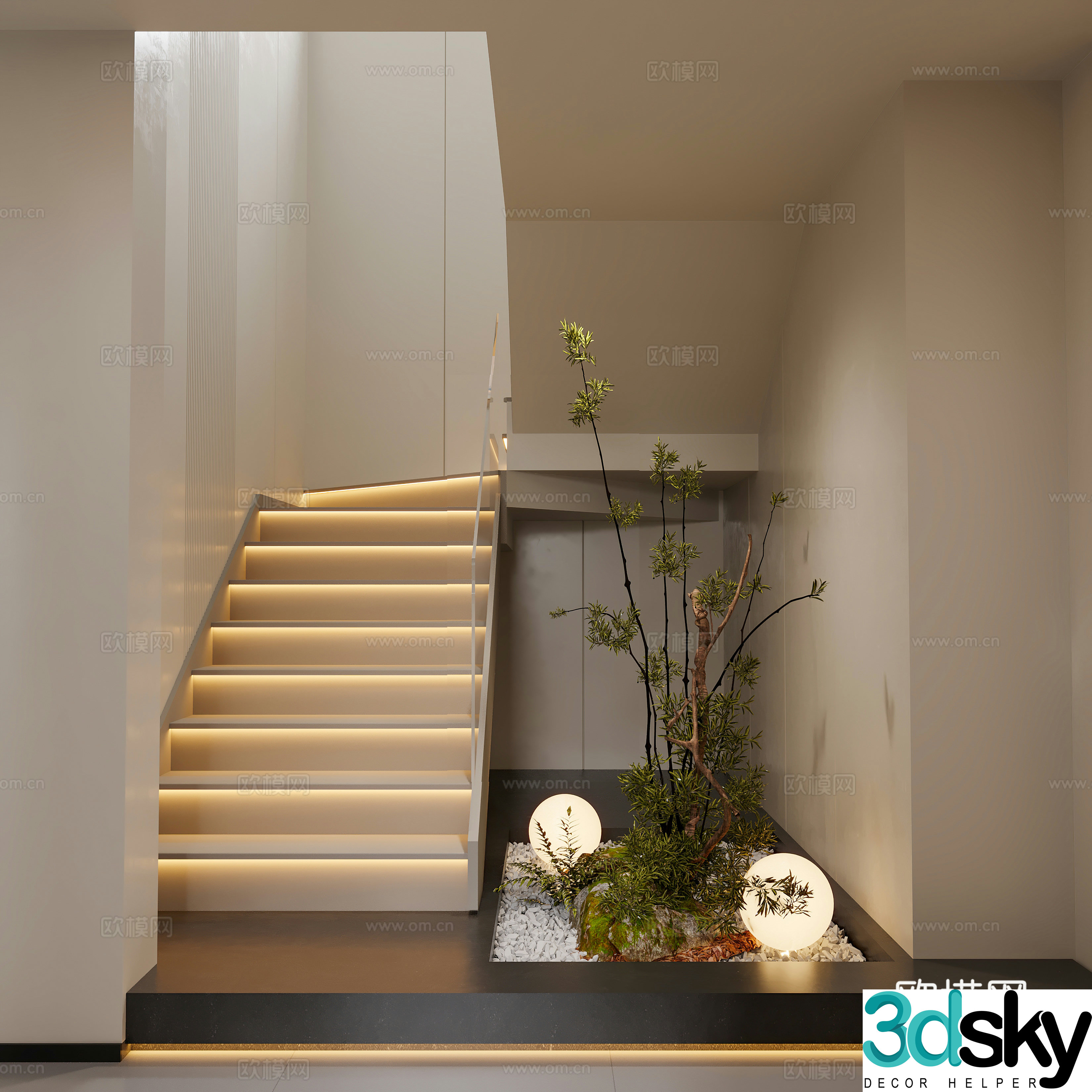 Stairwell Landscape Plant Pile 3D Model