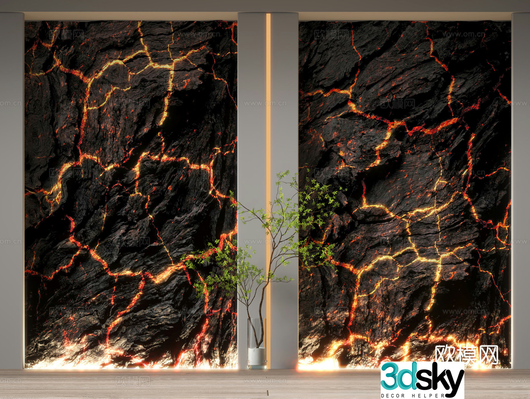 Modern wool stone background wall molten rock volcanic stone wall 3d model