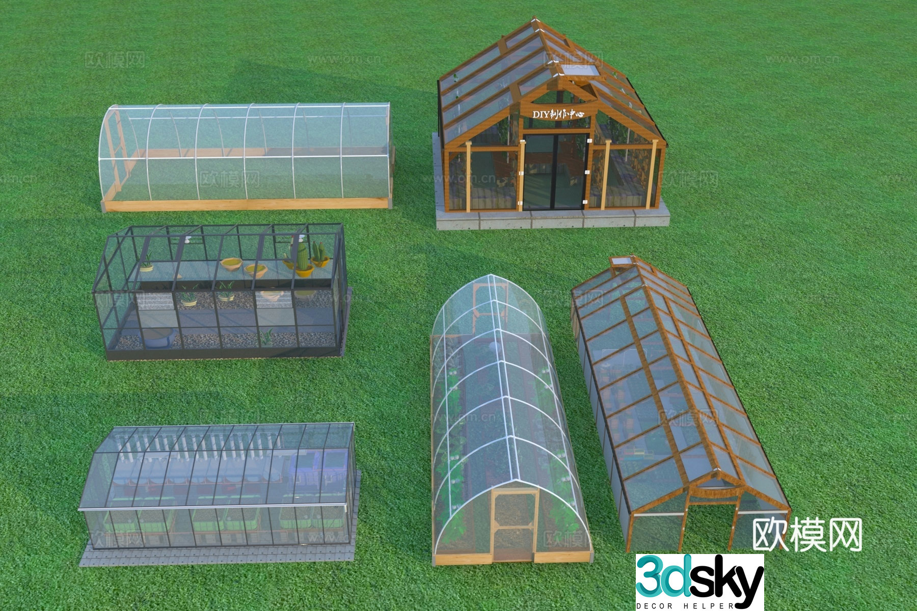 Modern sun room greenhouse 3D model