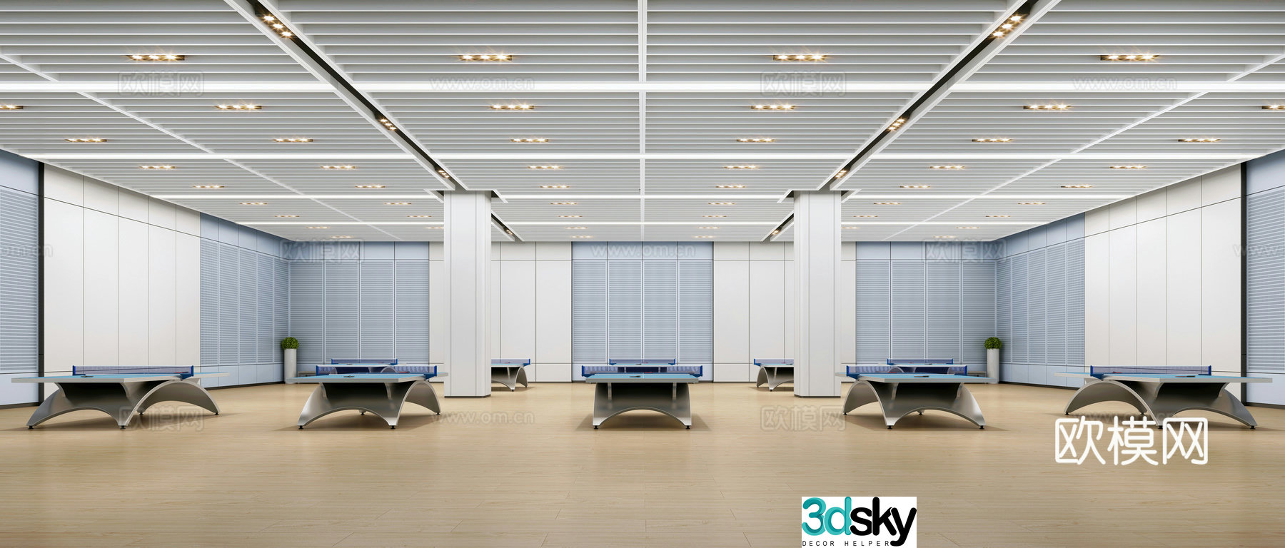 Modern school table tennis hall 3d model