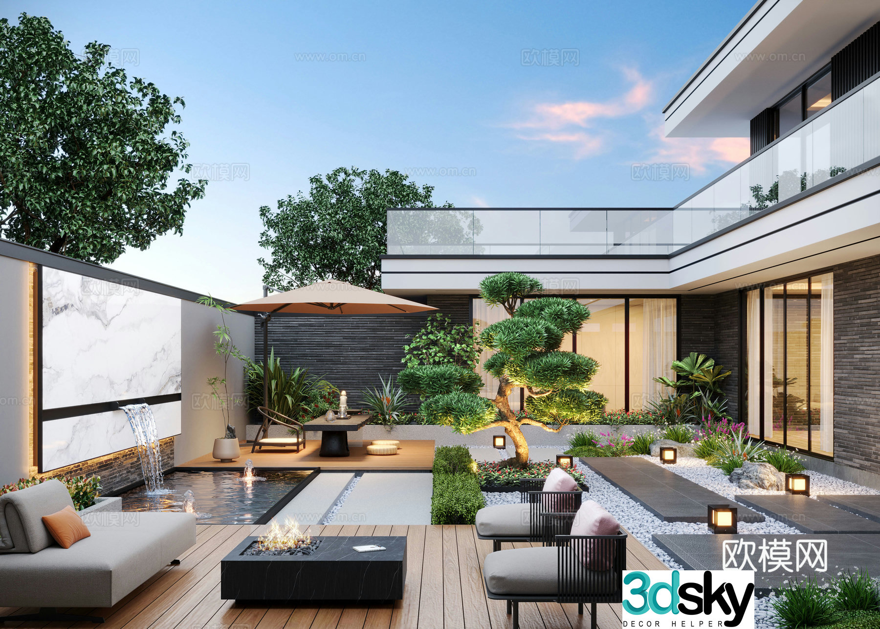 Modern courtyard landscape garden landscape 3d model