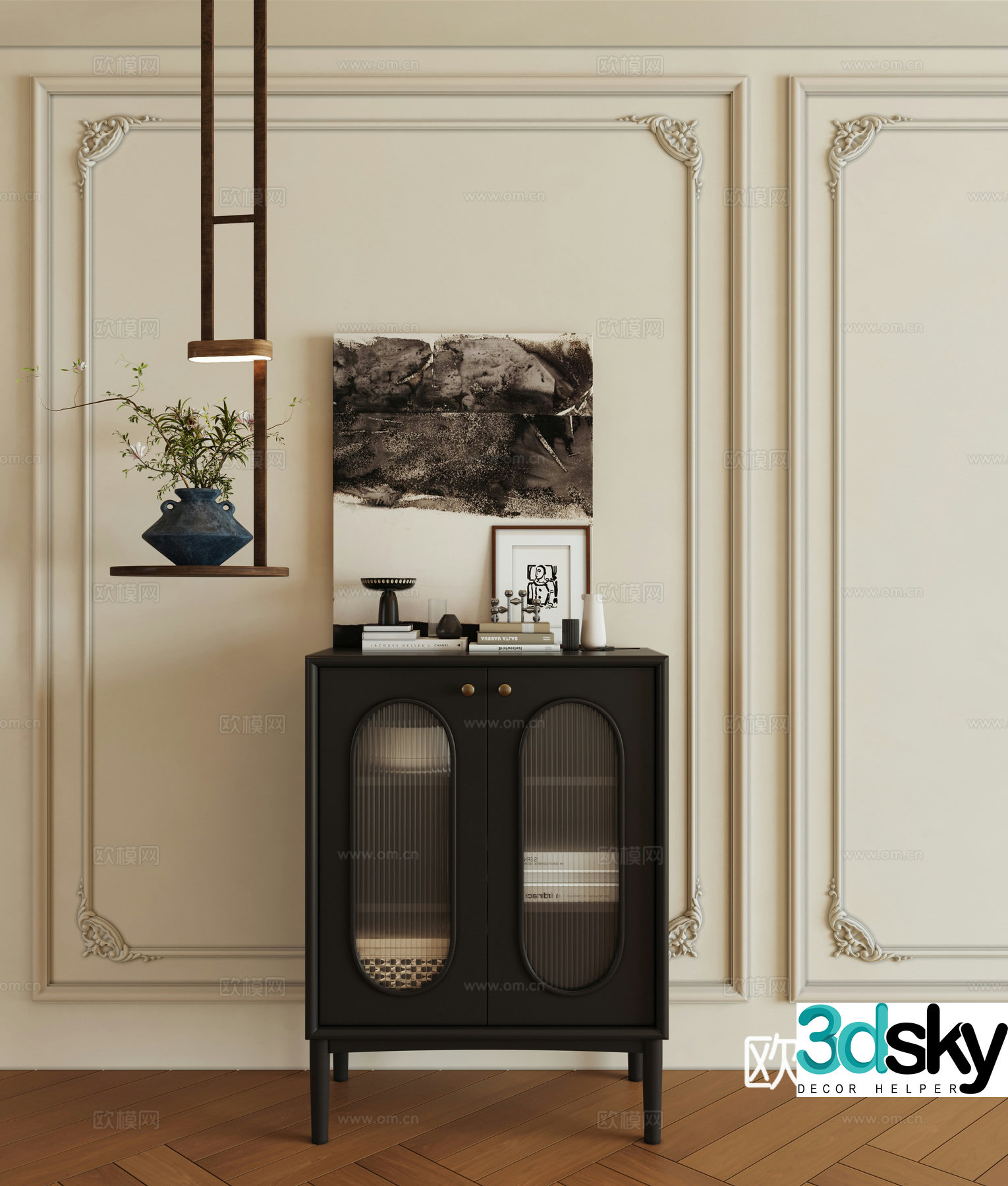 Middle-aged short cabinet bookcase 3d model