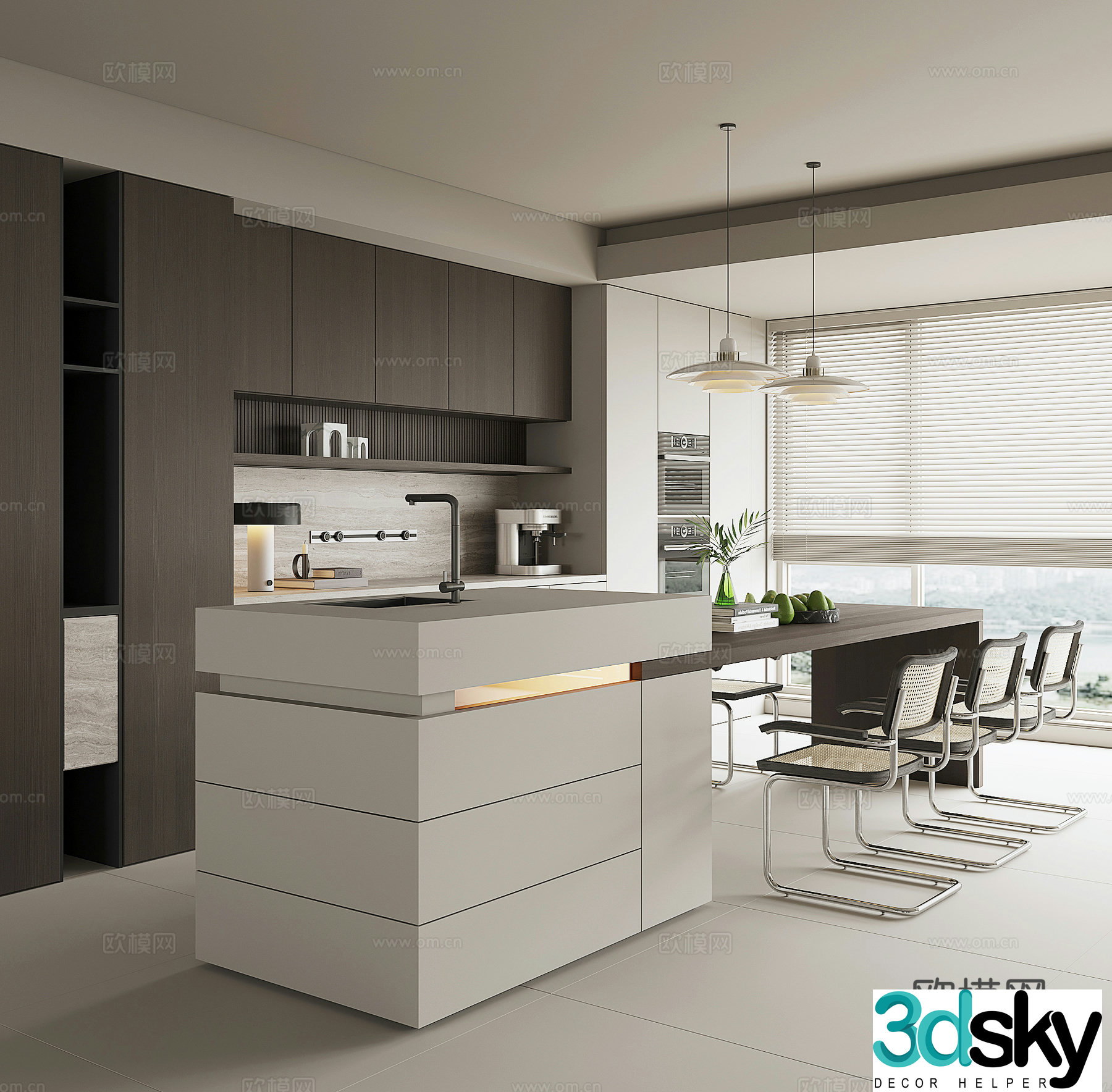 Modern island restaurant 3d model