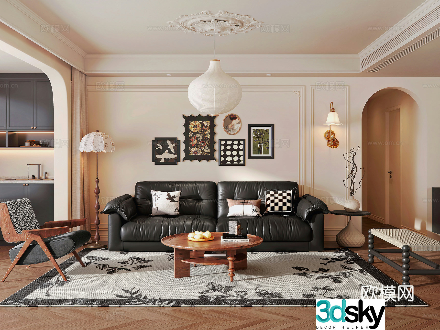 Middle-aged living room 3d model